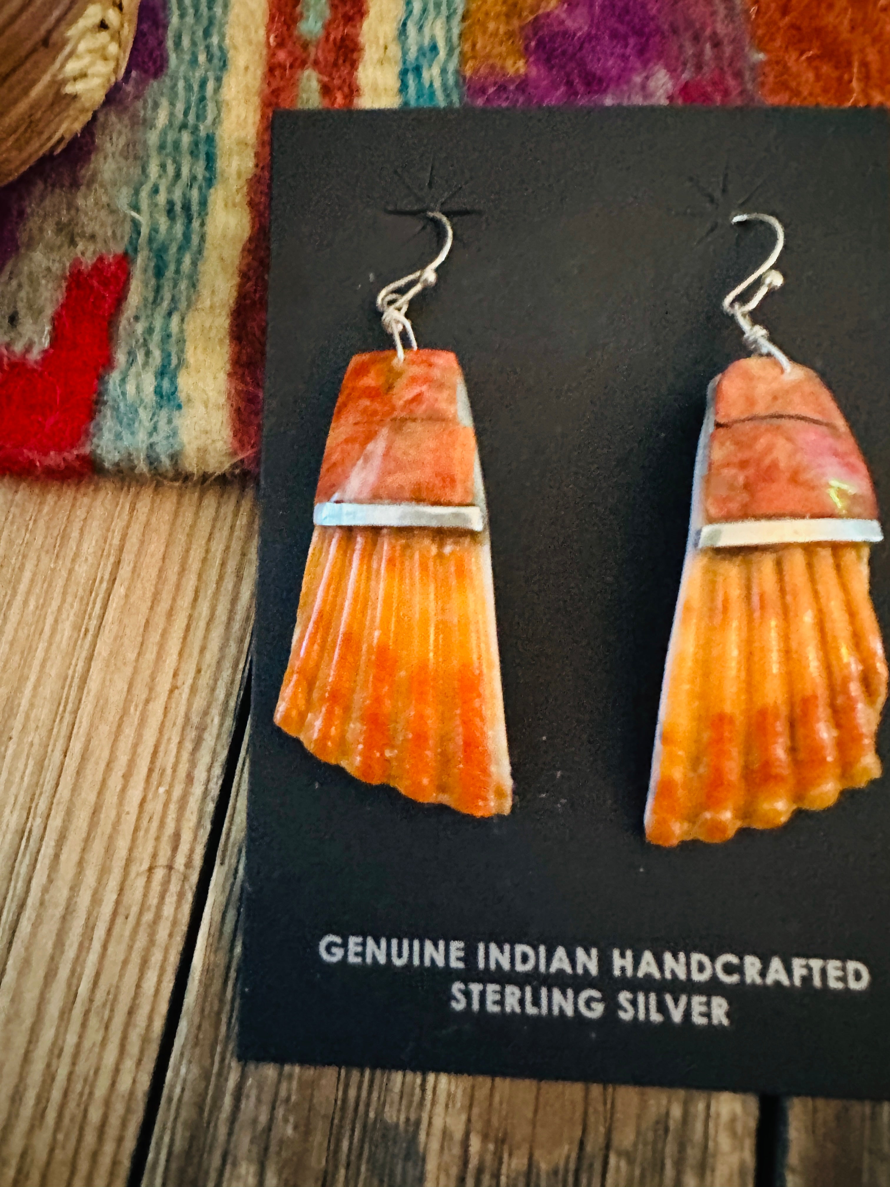 Handcrafted Spiny Oyster Shell Dangle Earrings