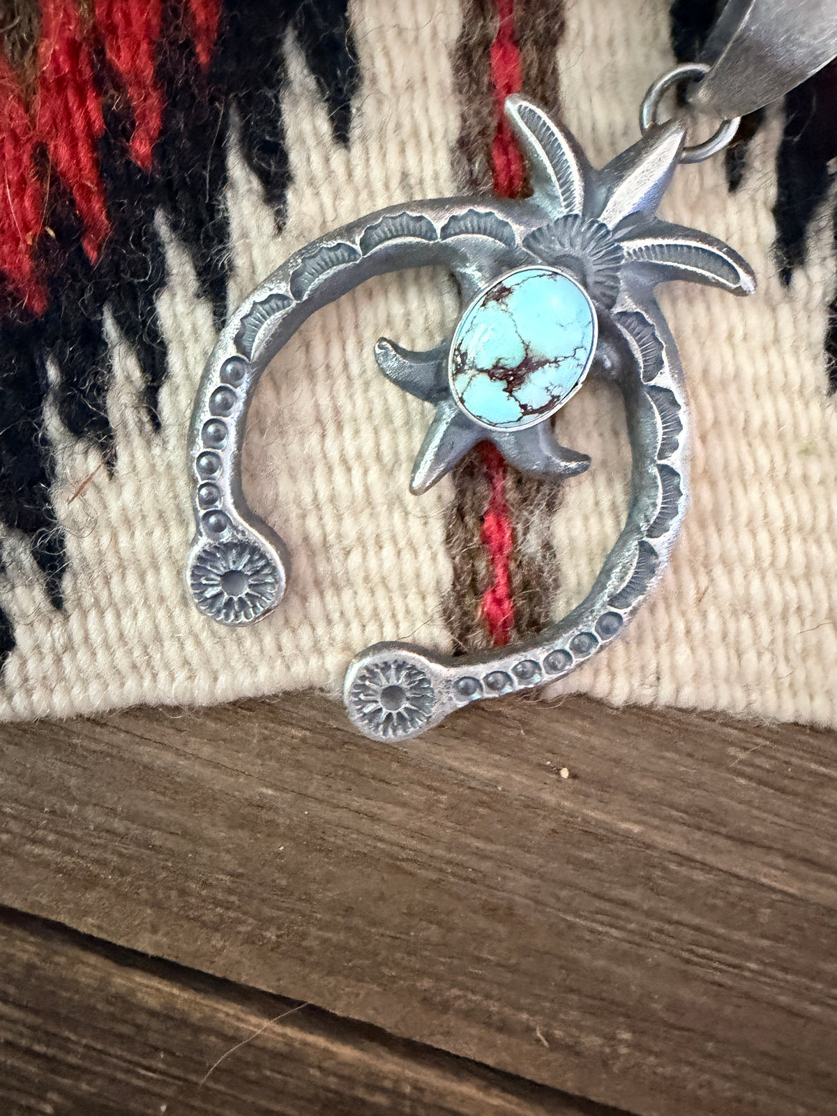 Handcrafted Sterling Silver & Golden Hills Turquoise Naja Pendant by Kevin Billah