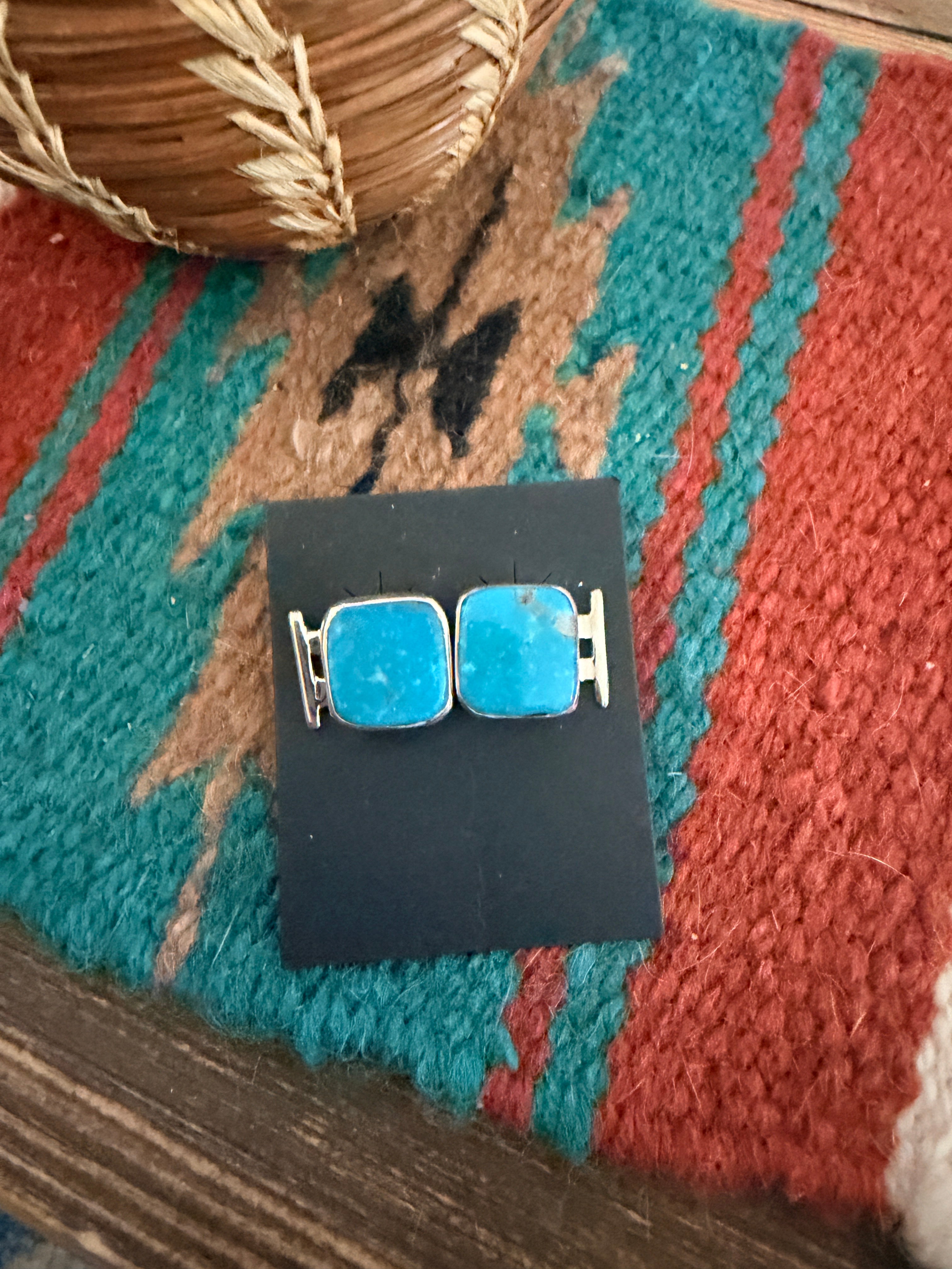 Handcrafted Turquoise & Sterling Silver Post Earrings