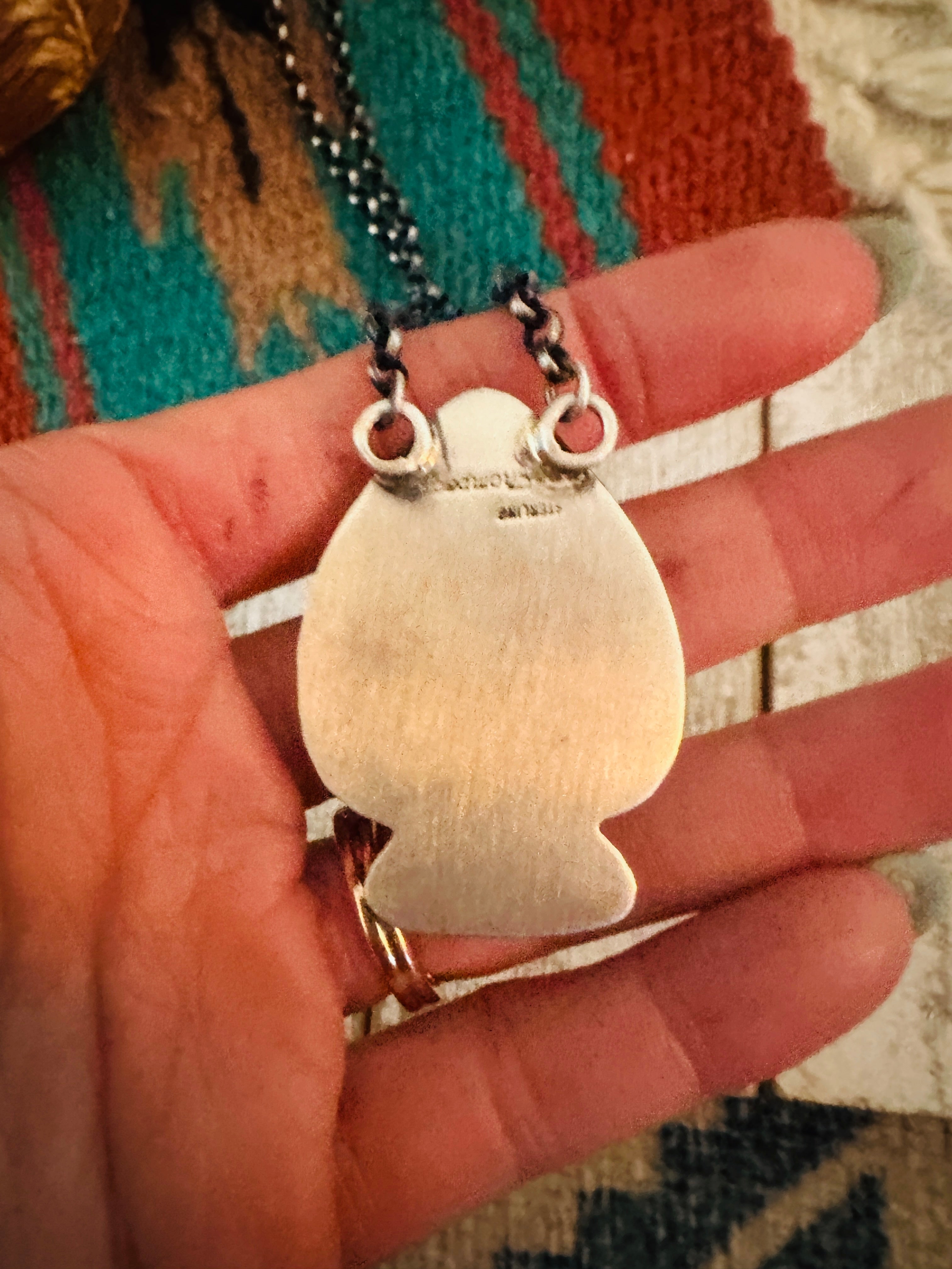 Navajo Sterling Silver & Multi Stone Inlay Spade Necklace