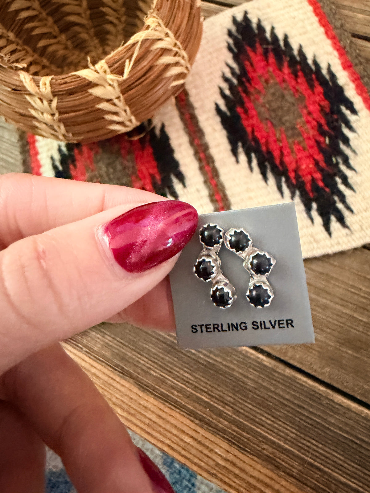 Handcrafted Onyx & Sterling Silver Stud Earrings