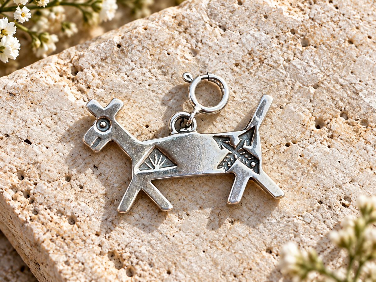 Handcrafted Sterling Silver Goat Petroglyph Charm