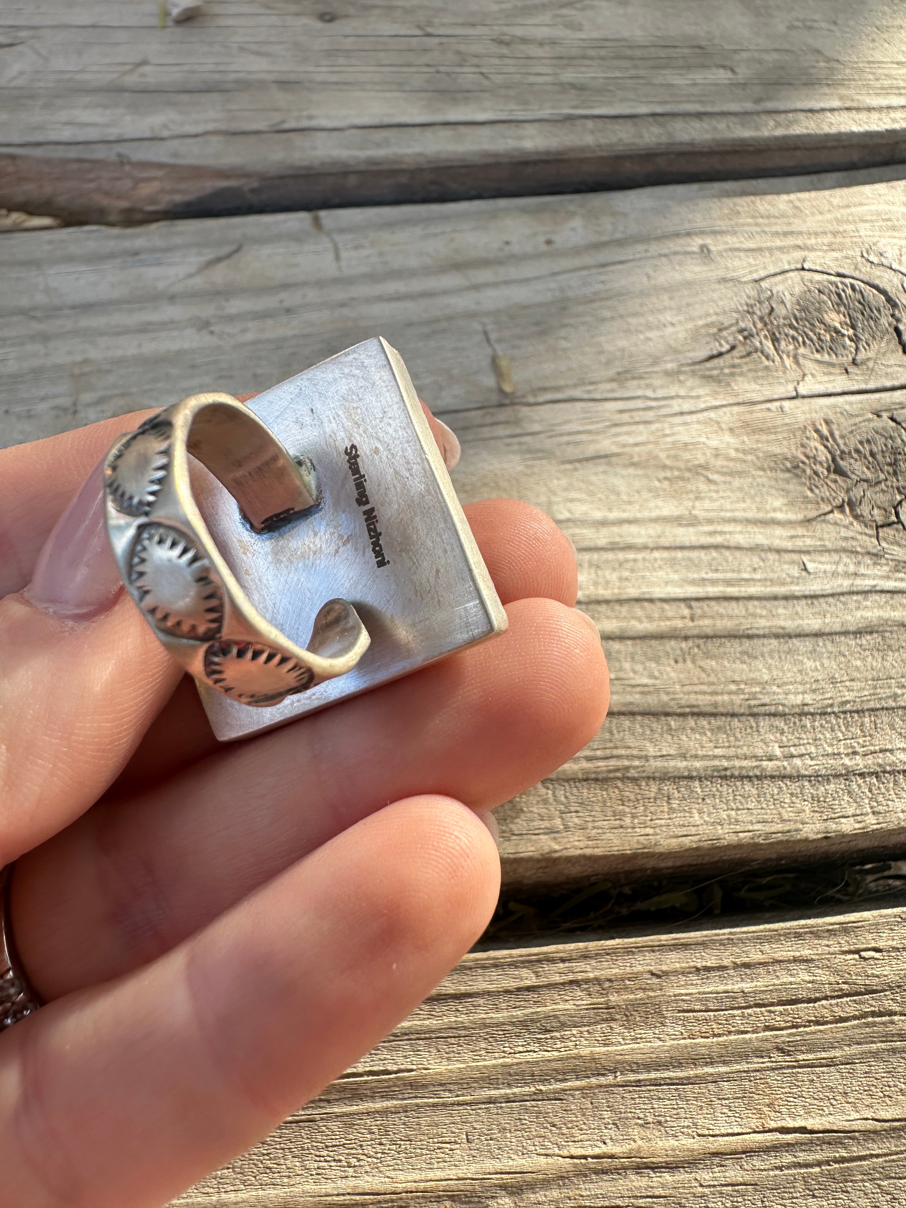 Beautiful Handmade Dahlia Rose And Sterling Silver Adjustable Square Ring