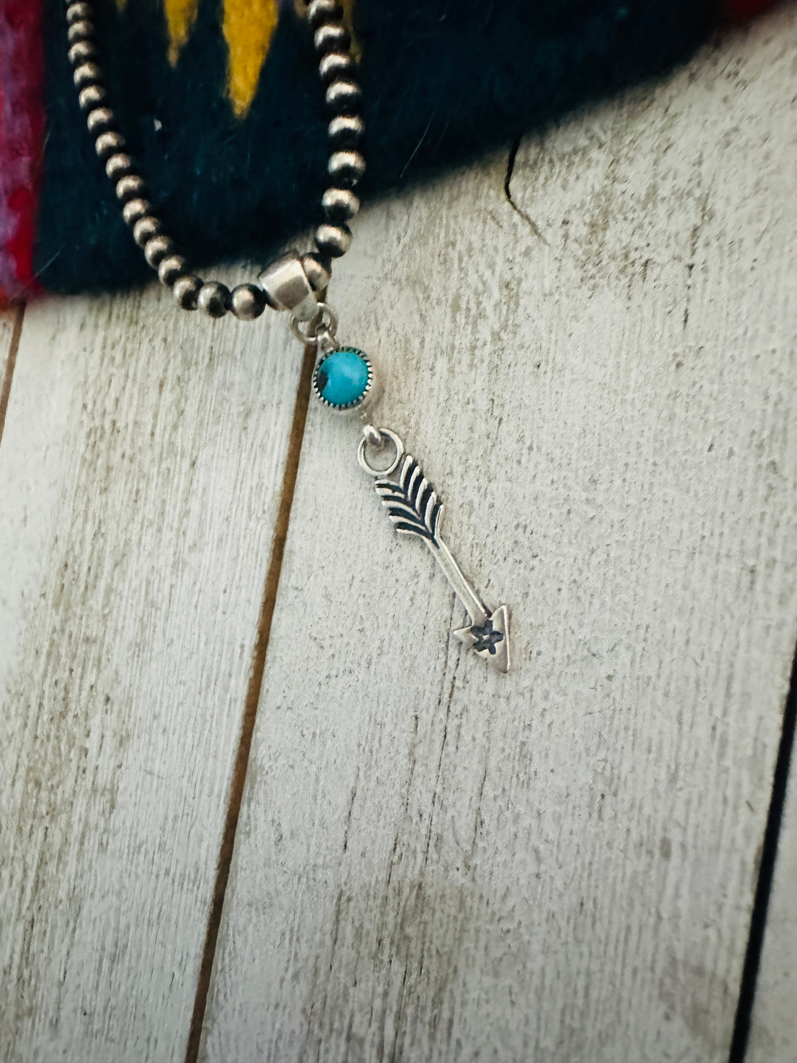 Navajo Turquoise & Sterling Silver Arrow Pendant