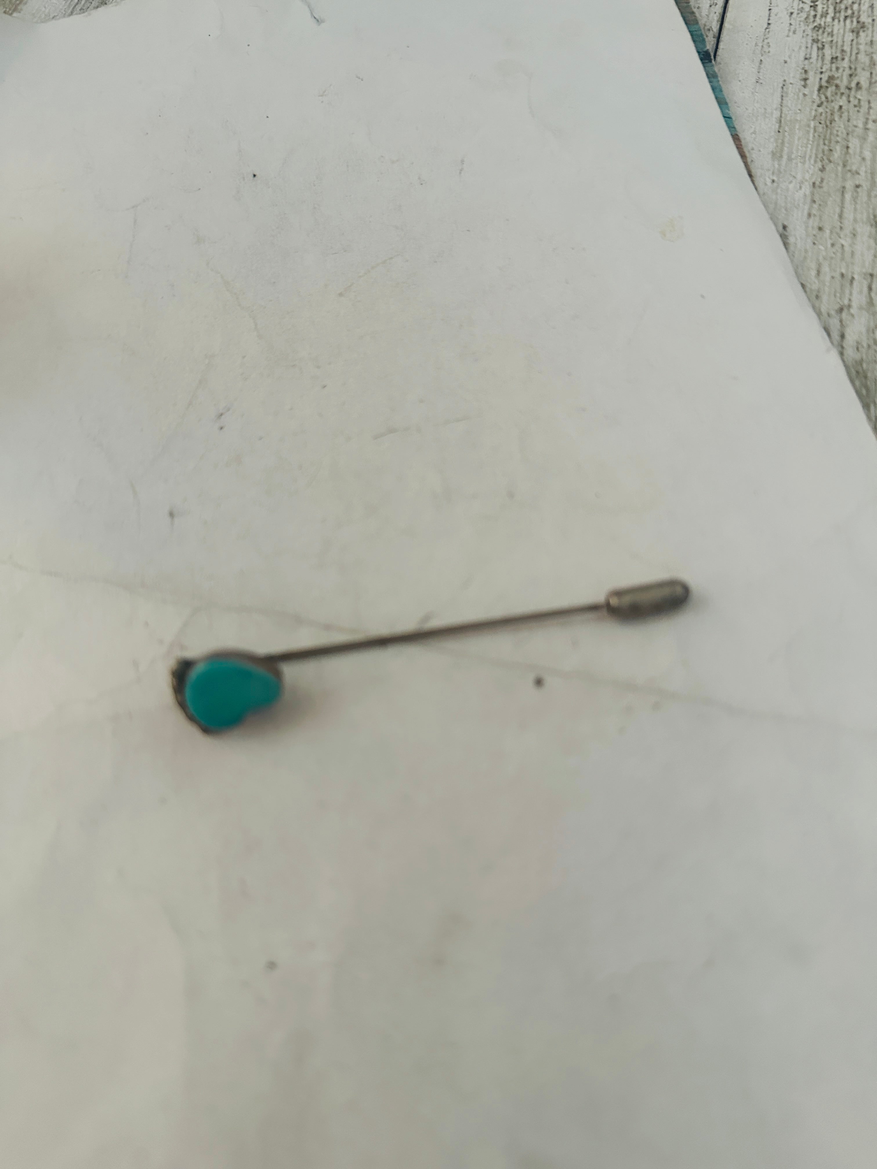 Old Pawn Vintage Navajo Turquoise & Sterling Silver Hat Pin