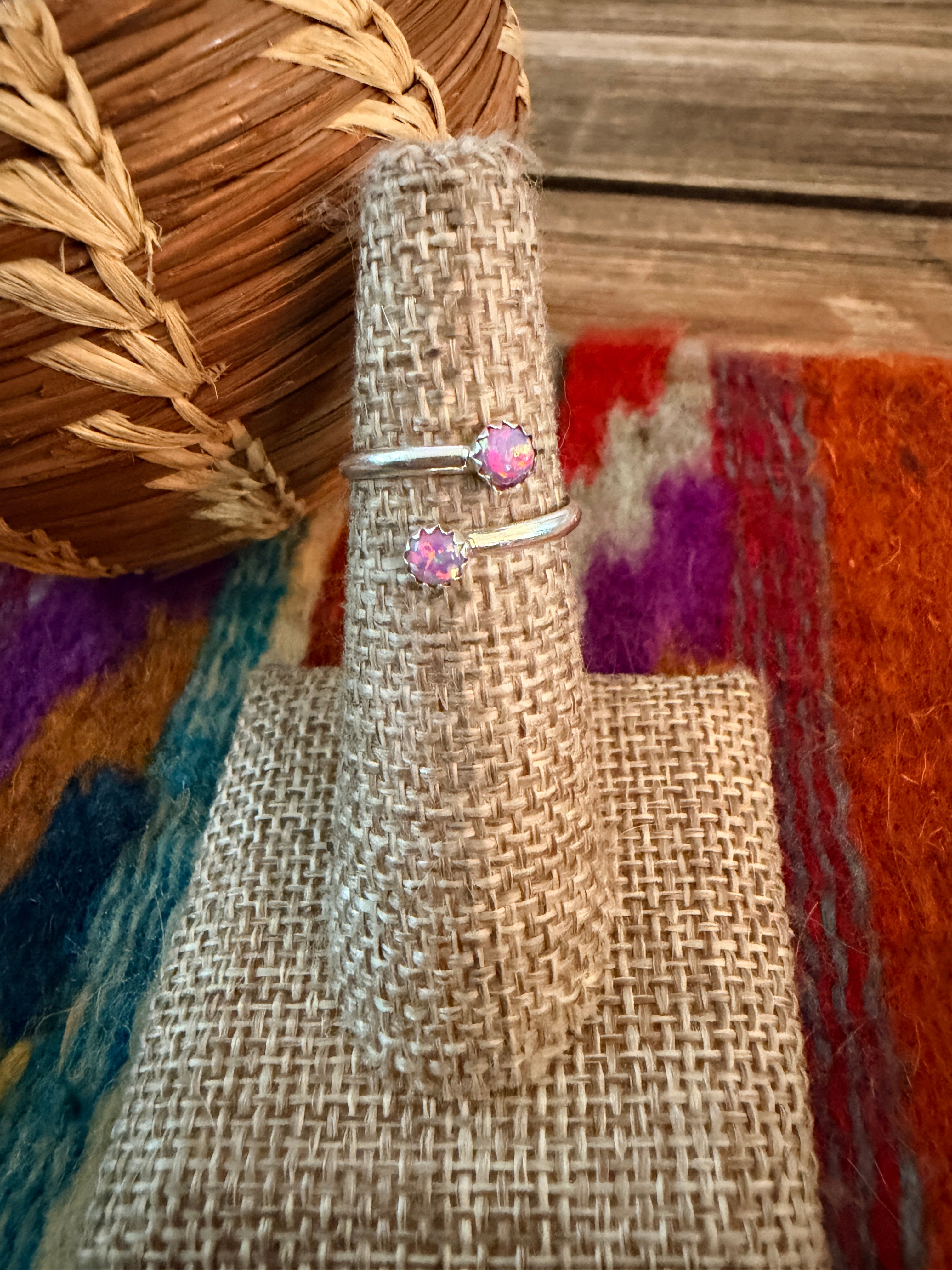 Handcrafted Purple Opal & Sterling Silver Adjustable Ring