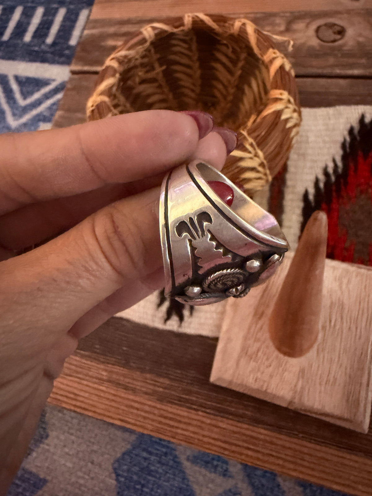 Handcrafted Sterling Silver Cigar Band Ring Size 12.5 by Delbert Gordon