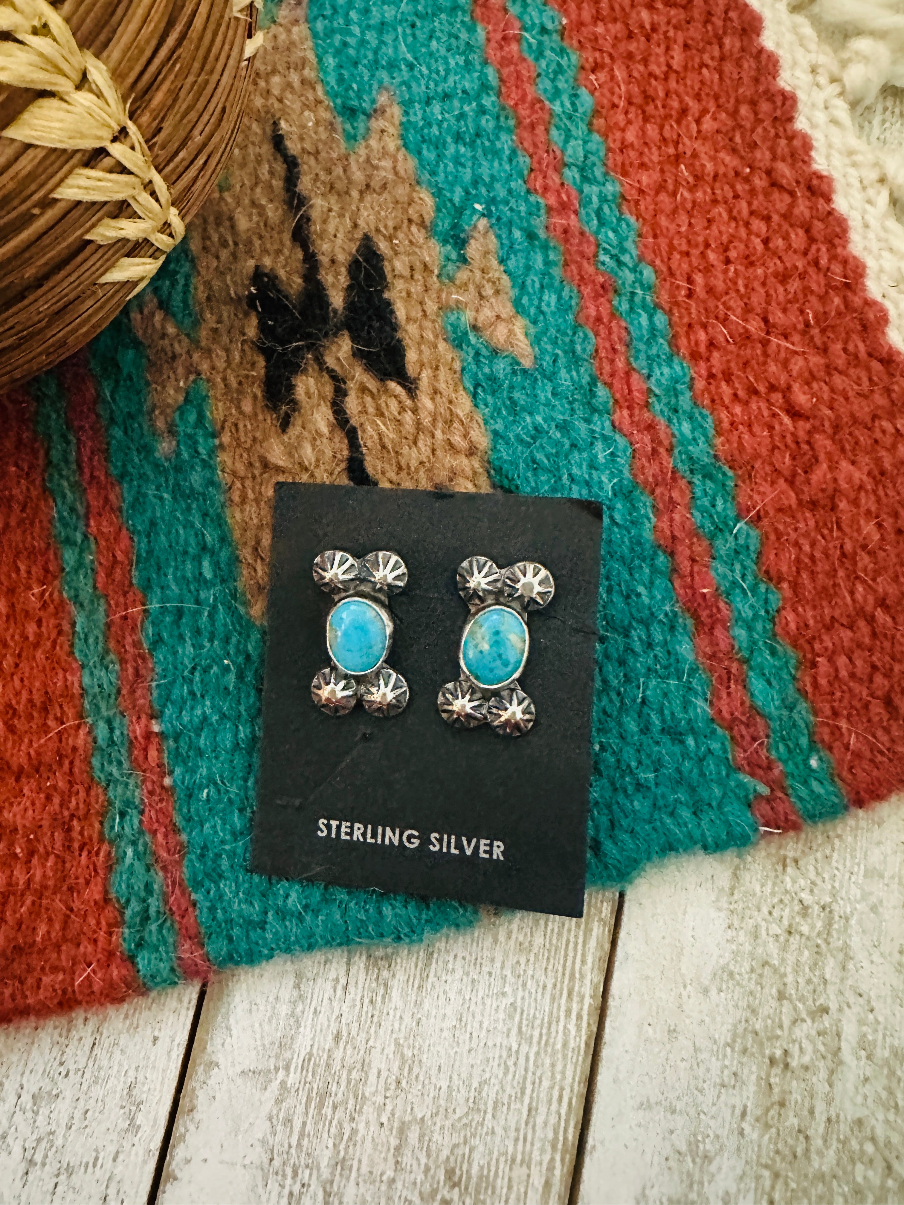 Navajo Sterling Silver & Turquoise Post Earrings