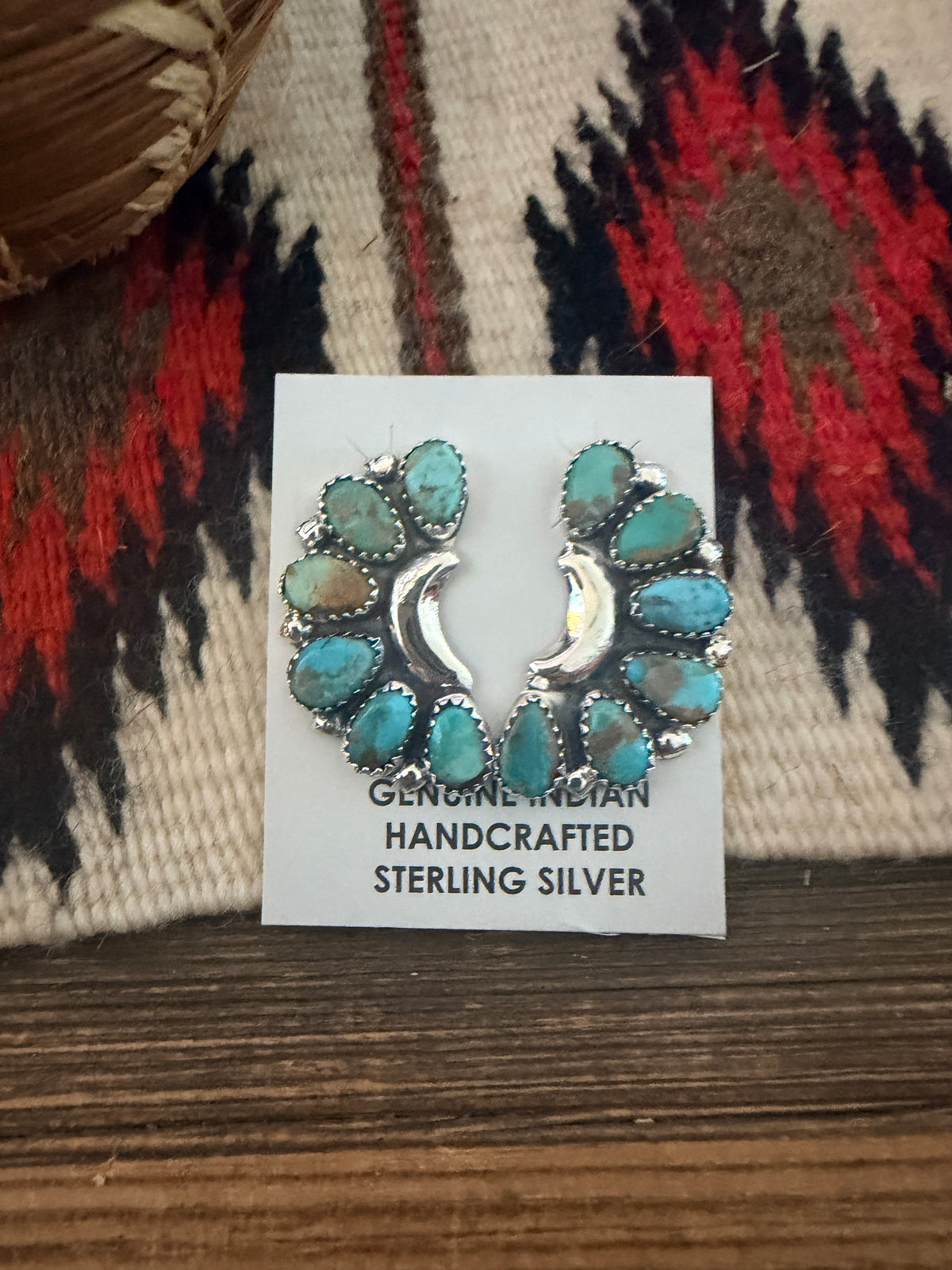 Handcrafted Turquoise & Sterling Silver Cluster Post Earrings