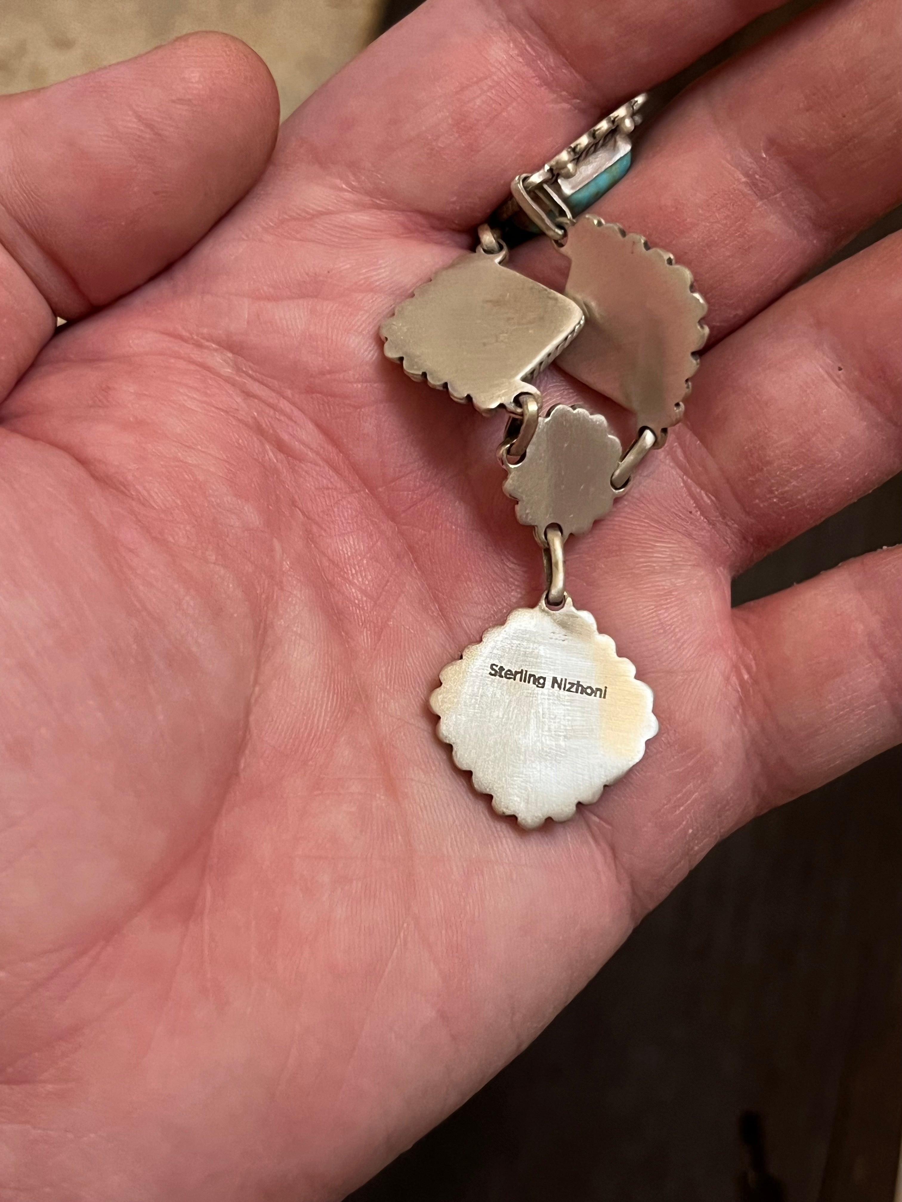 Handmade Sterling Silver & Turquoise Drop Necklace