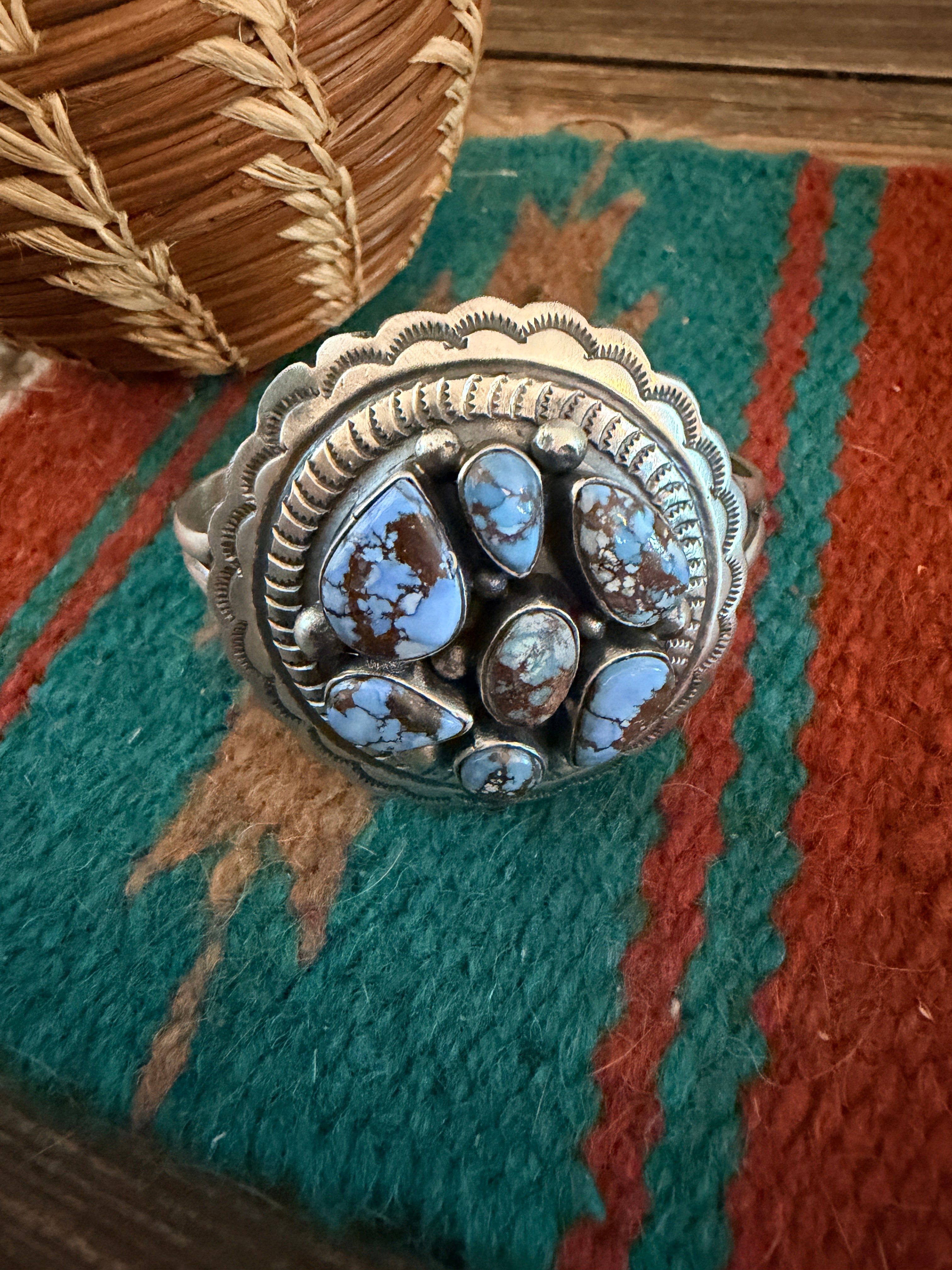 Handcrafted Golden Hills Turquoise & Sterling Silver Cuff Bracelet by Chimney Butte