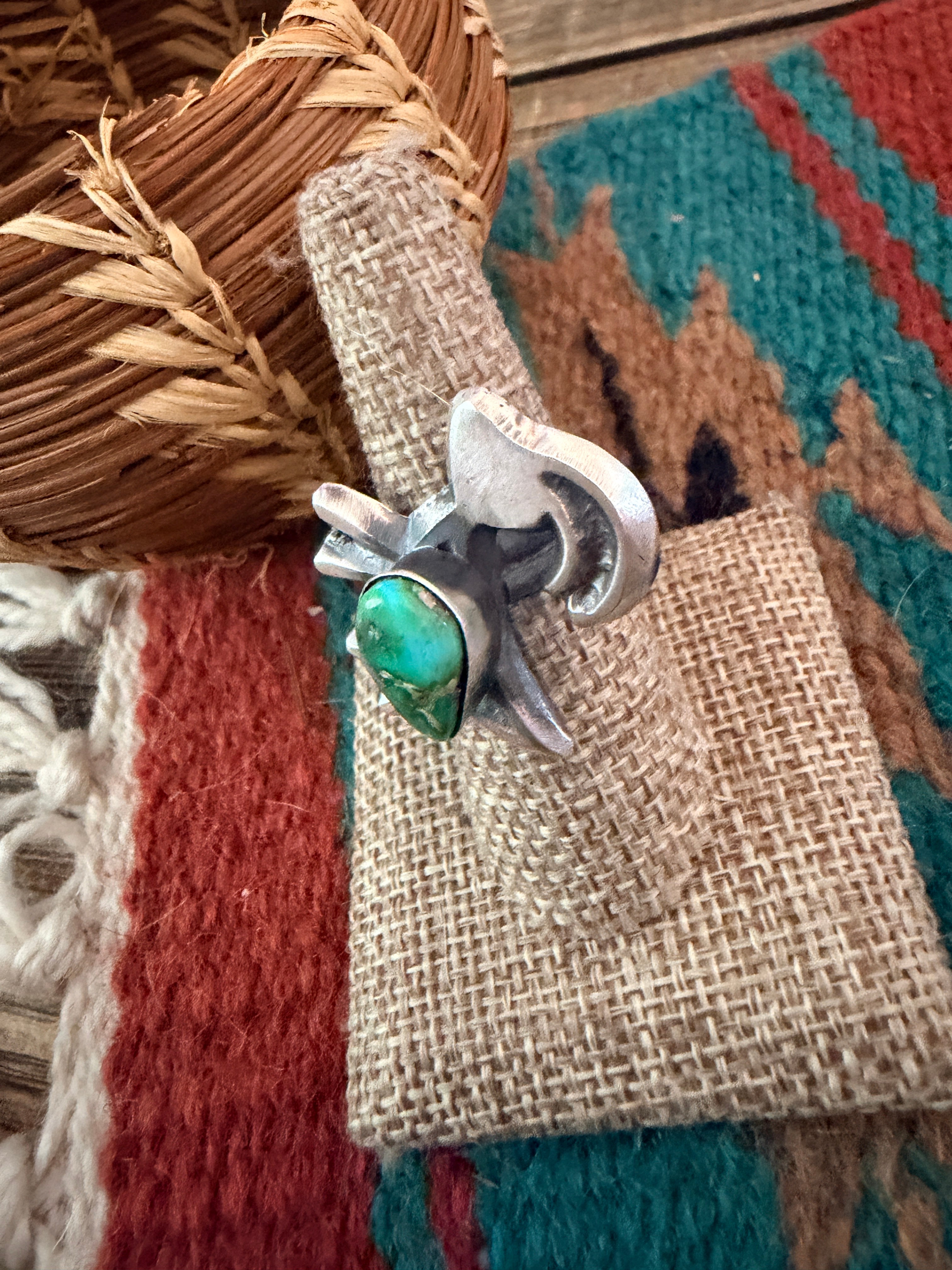 Handcrafted Sonoran Mountain Turquoise and Sterling Silver Goat Ring size 7 by Chimney Butte