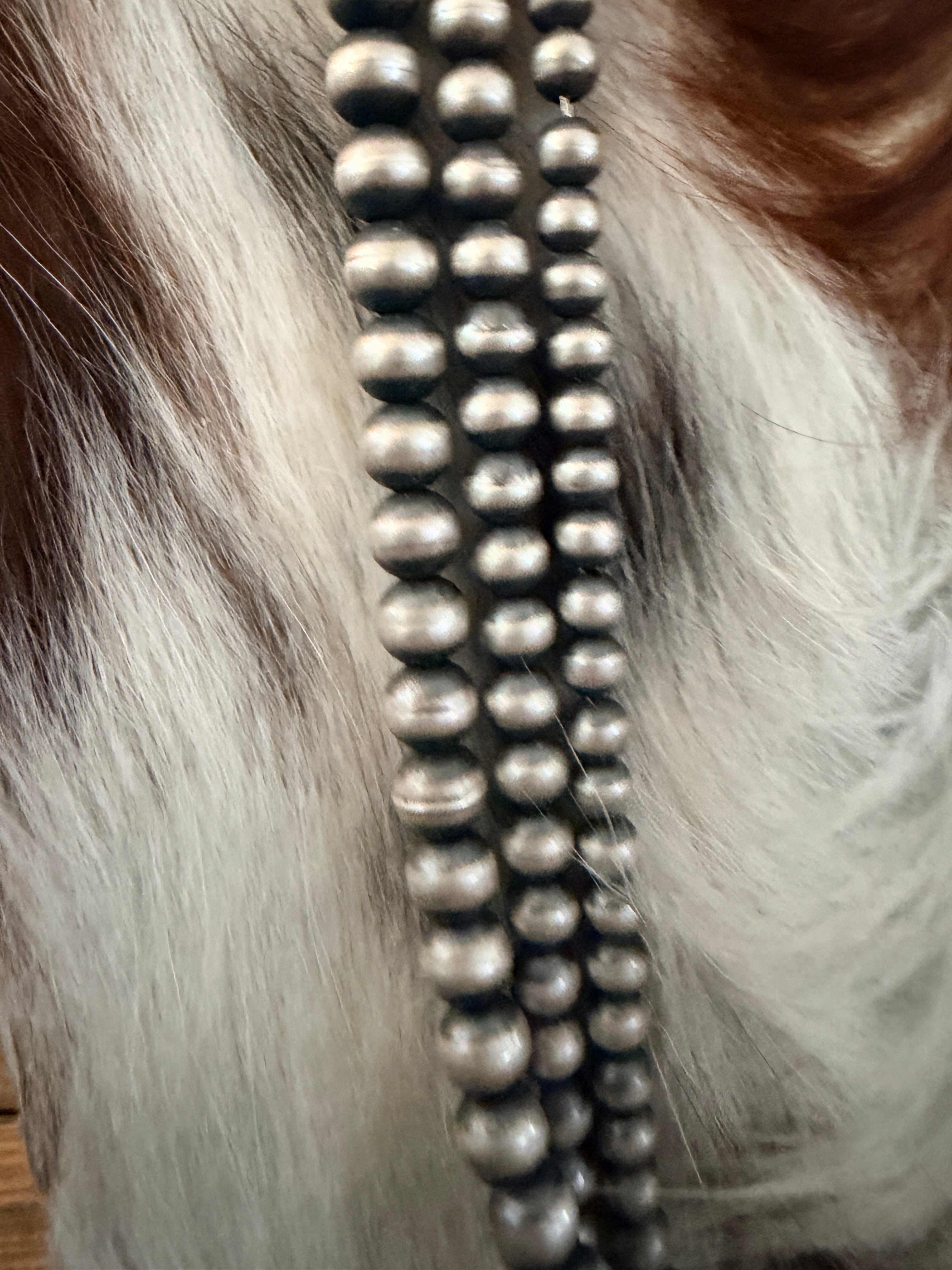 Old Pawn Handcrafted Sterling Silver Pearl Triple-Strand Beaded Necklace