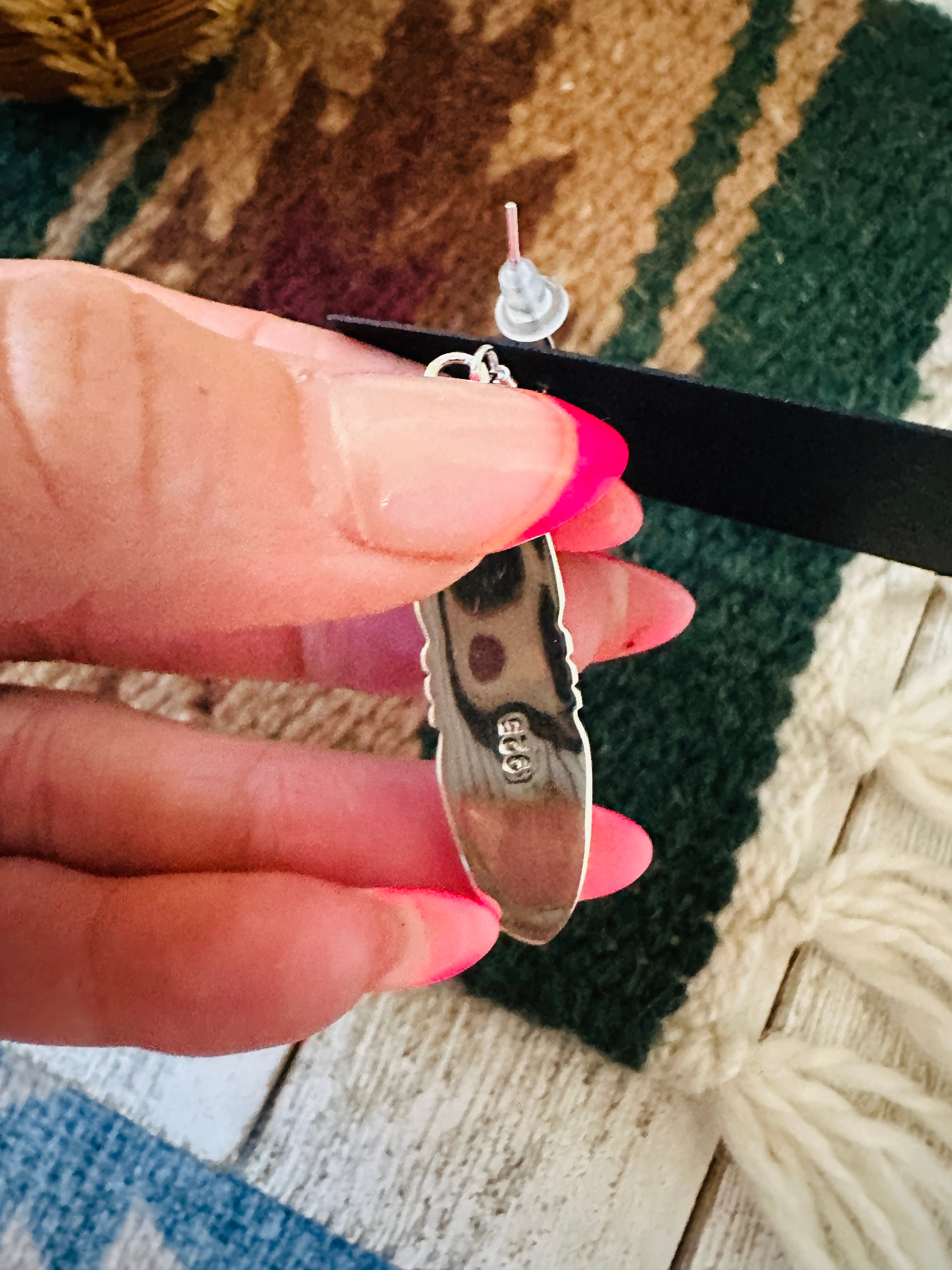 Handcrafted Cotton Candy and Sterling Silver Inlay Dangle Earrings