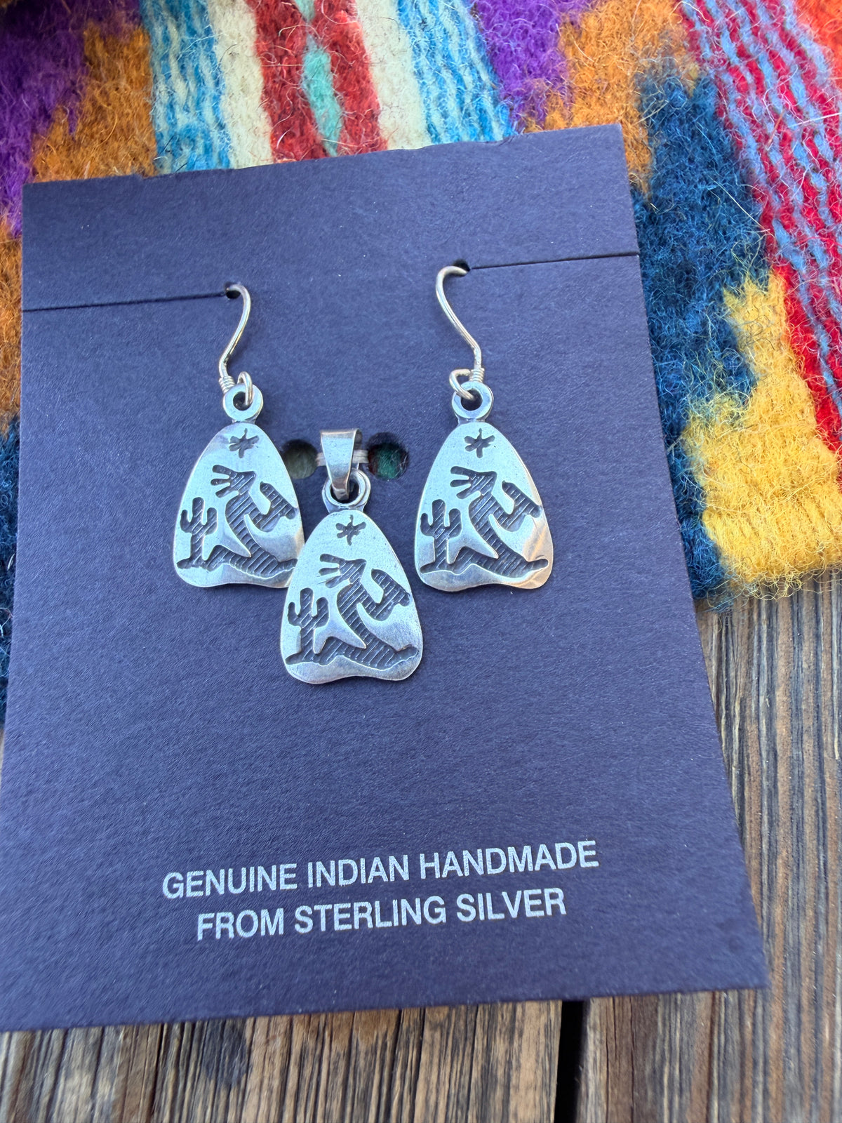 Handcrafted Sterling Silver Kokopelli Earring and Pendant Set