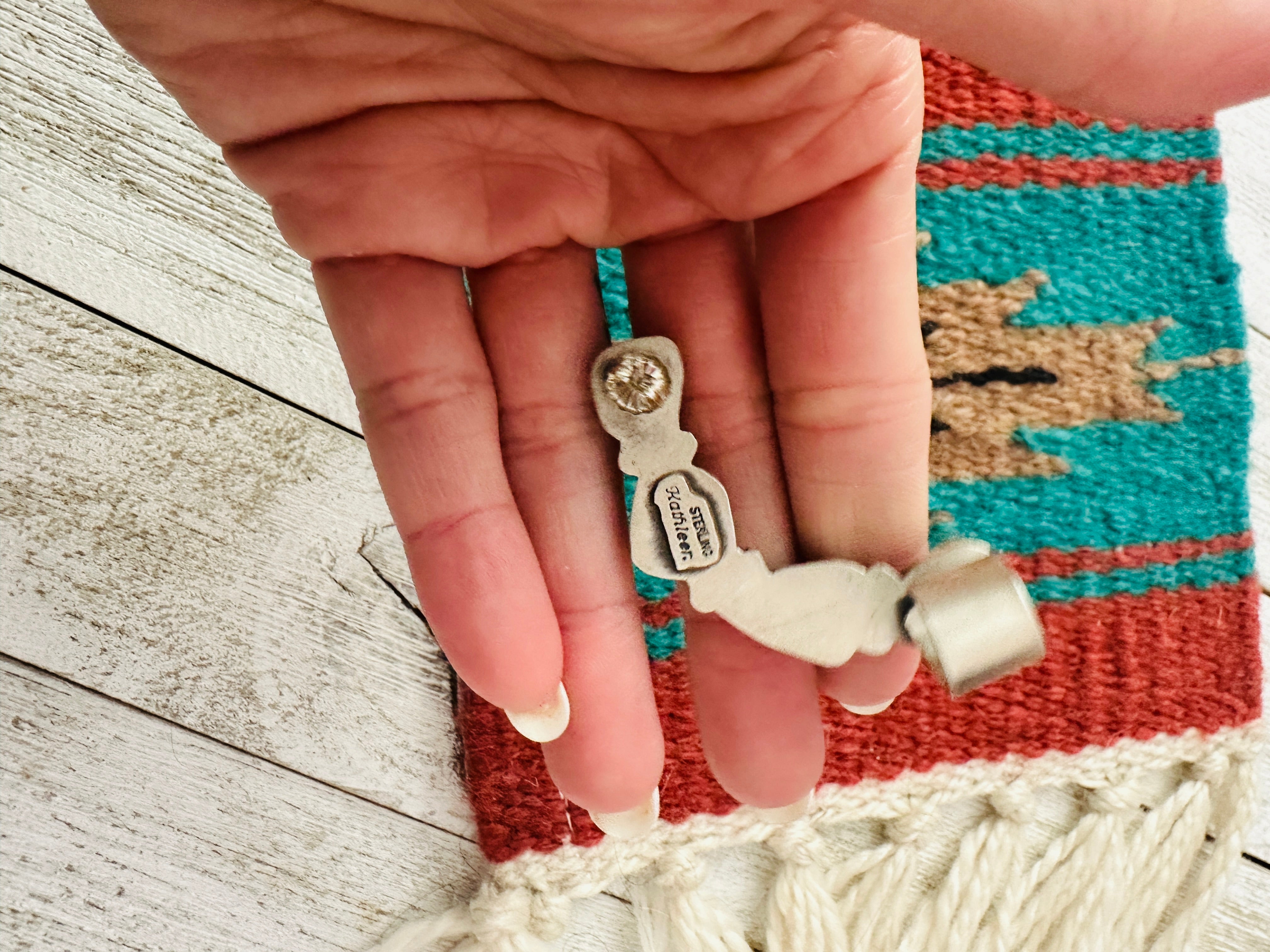 Navajo Sterling Silver & Turquoise Ear Cuff Signed