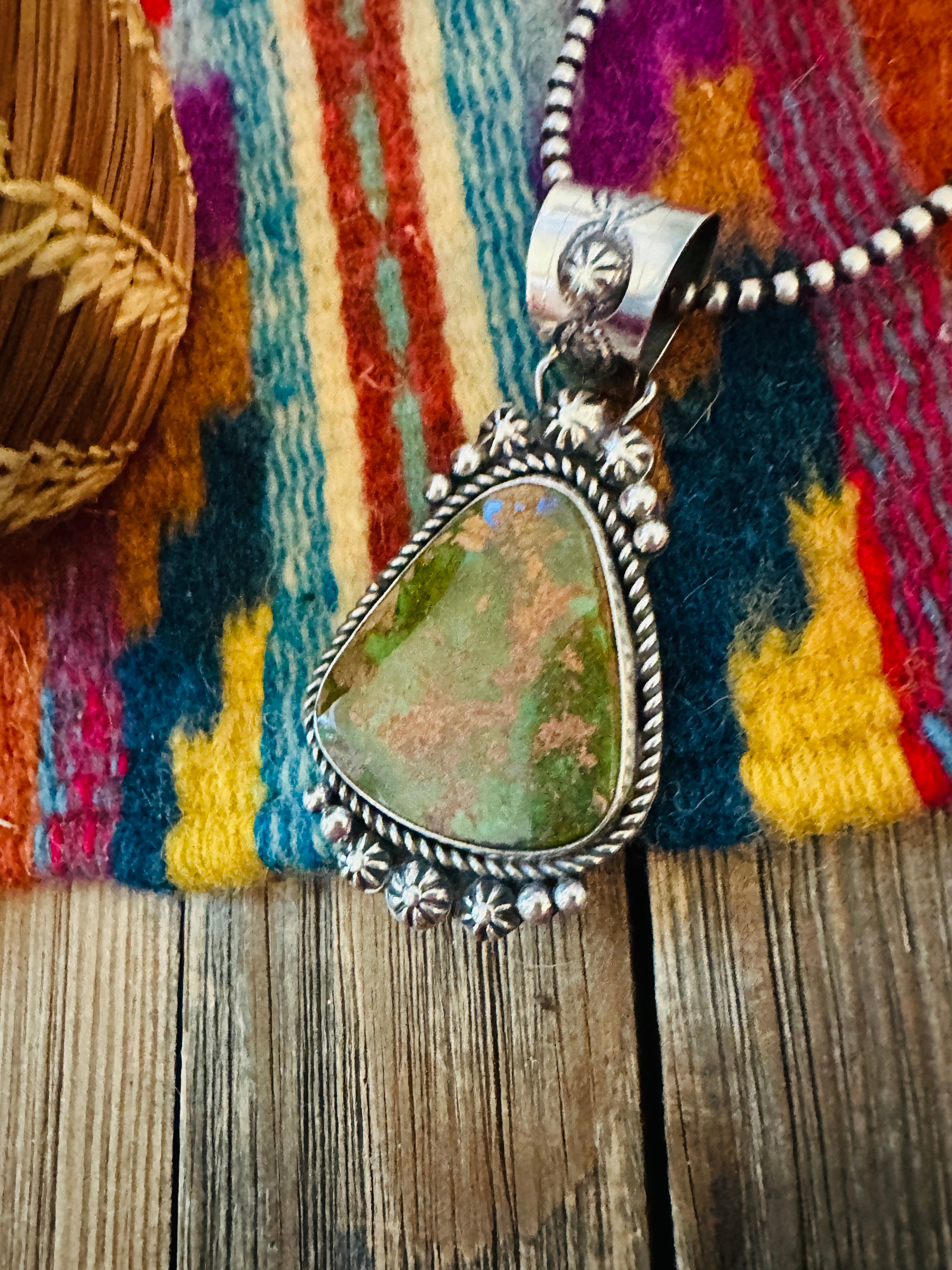Handcrafted Sterling Silver & Royston Turquoise Pendant by Rosella Paxson