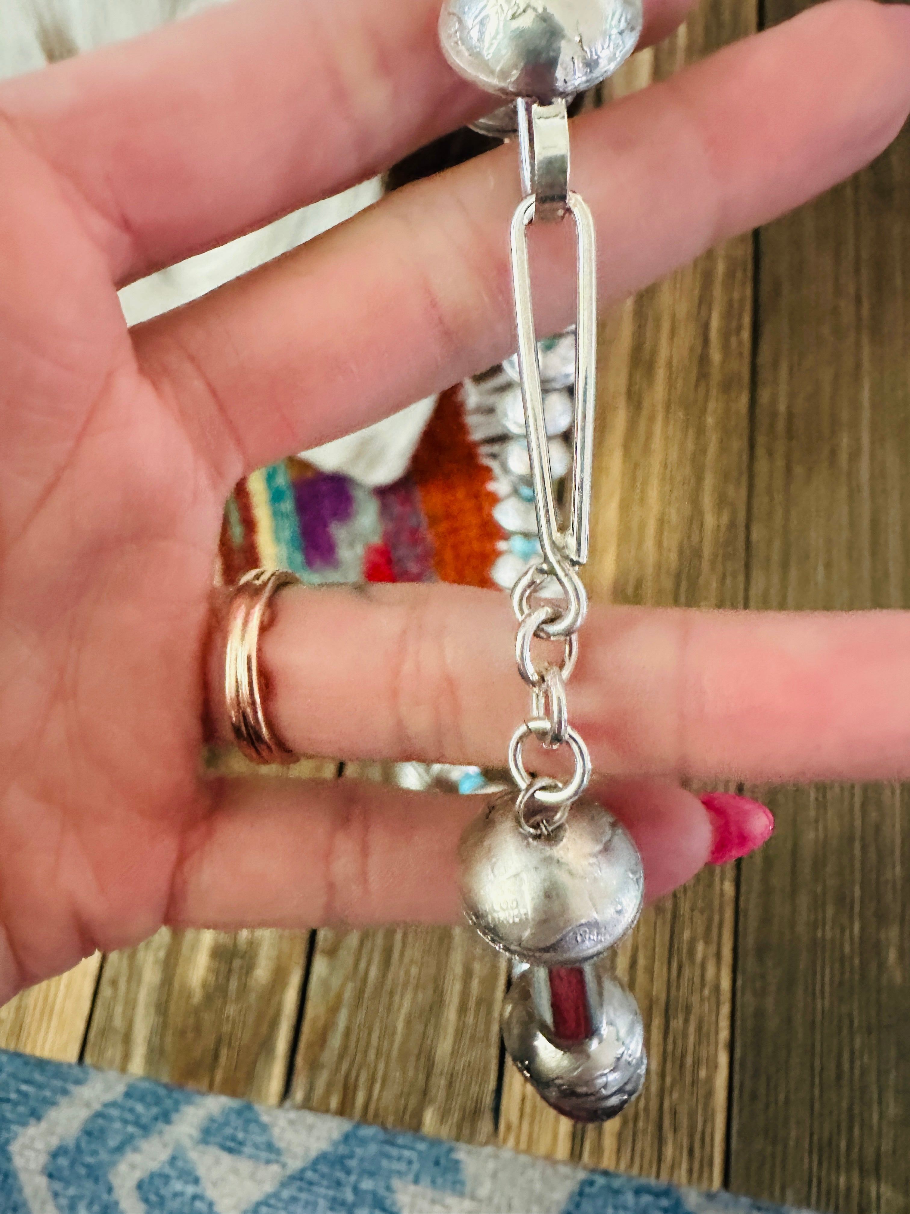 Handcrafted Turquoise & Sterling Silver Liberty Coin Beaded Necklace by James McCabe