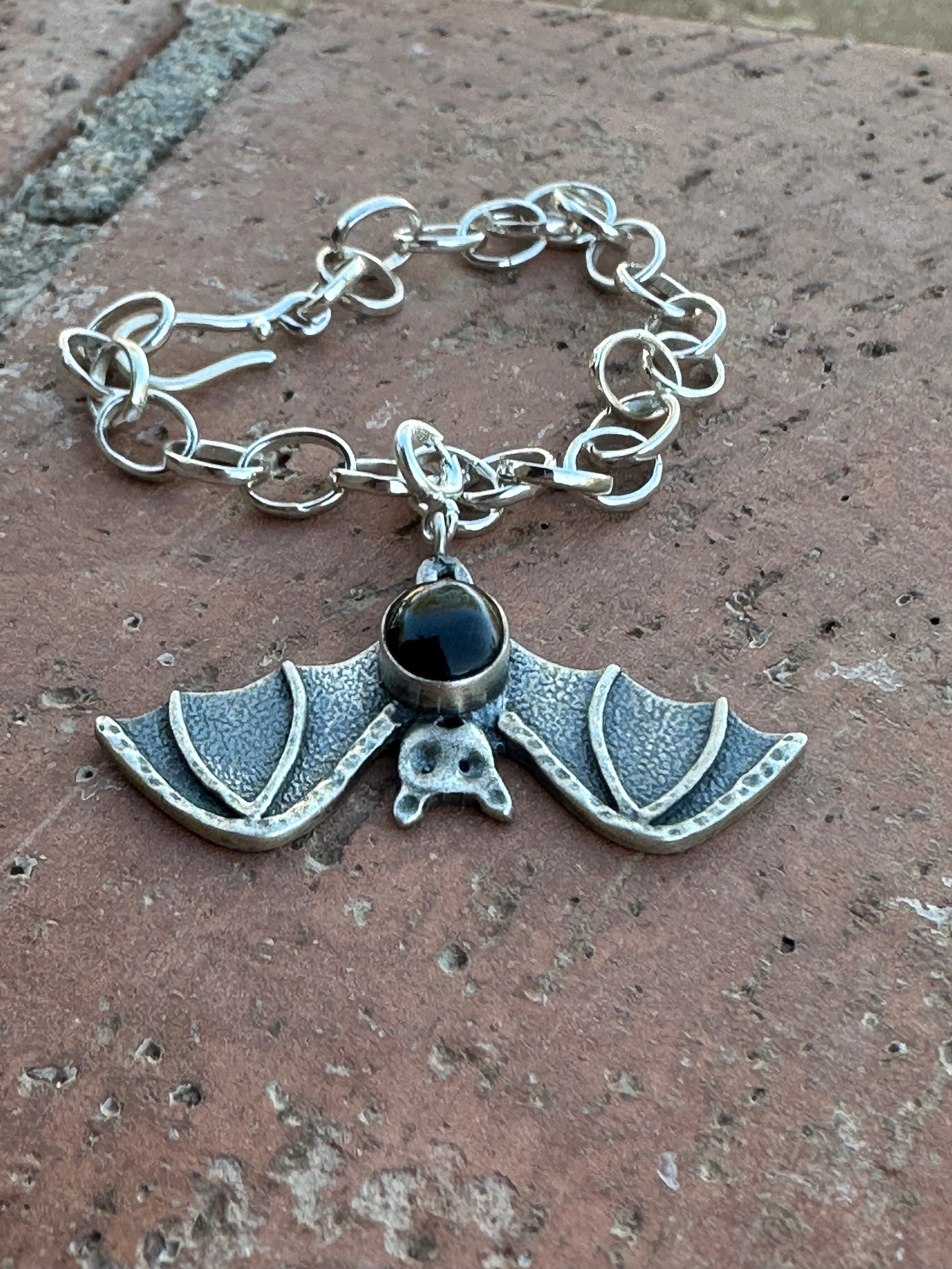 Halloween Collection Sterling Silver & Onyx Bat Charm