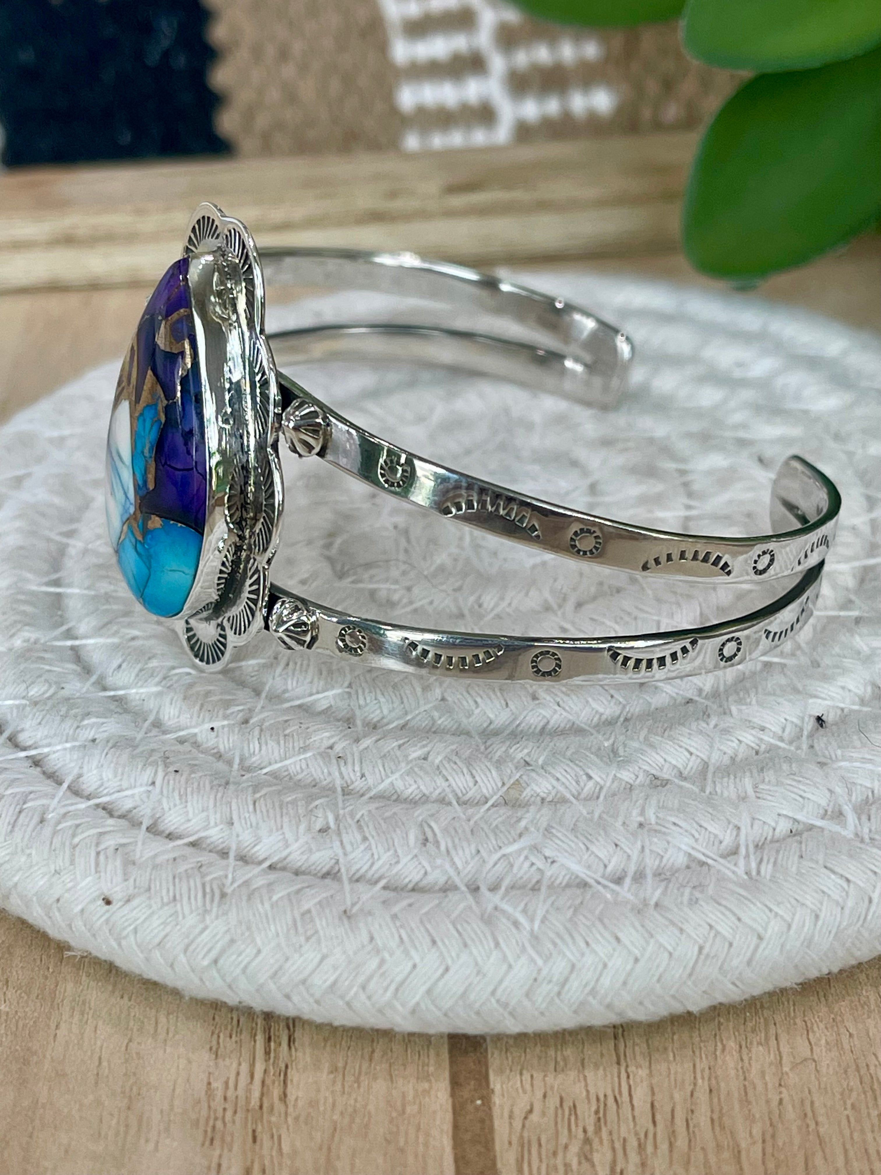 Handmade Purple Dream Mojave & Sterling Silver Cuff Bracelet