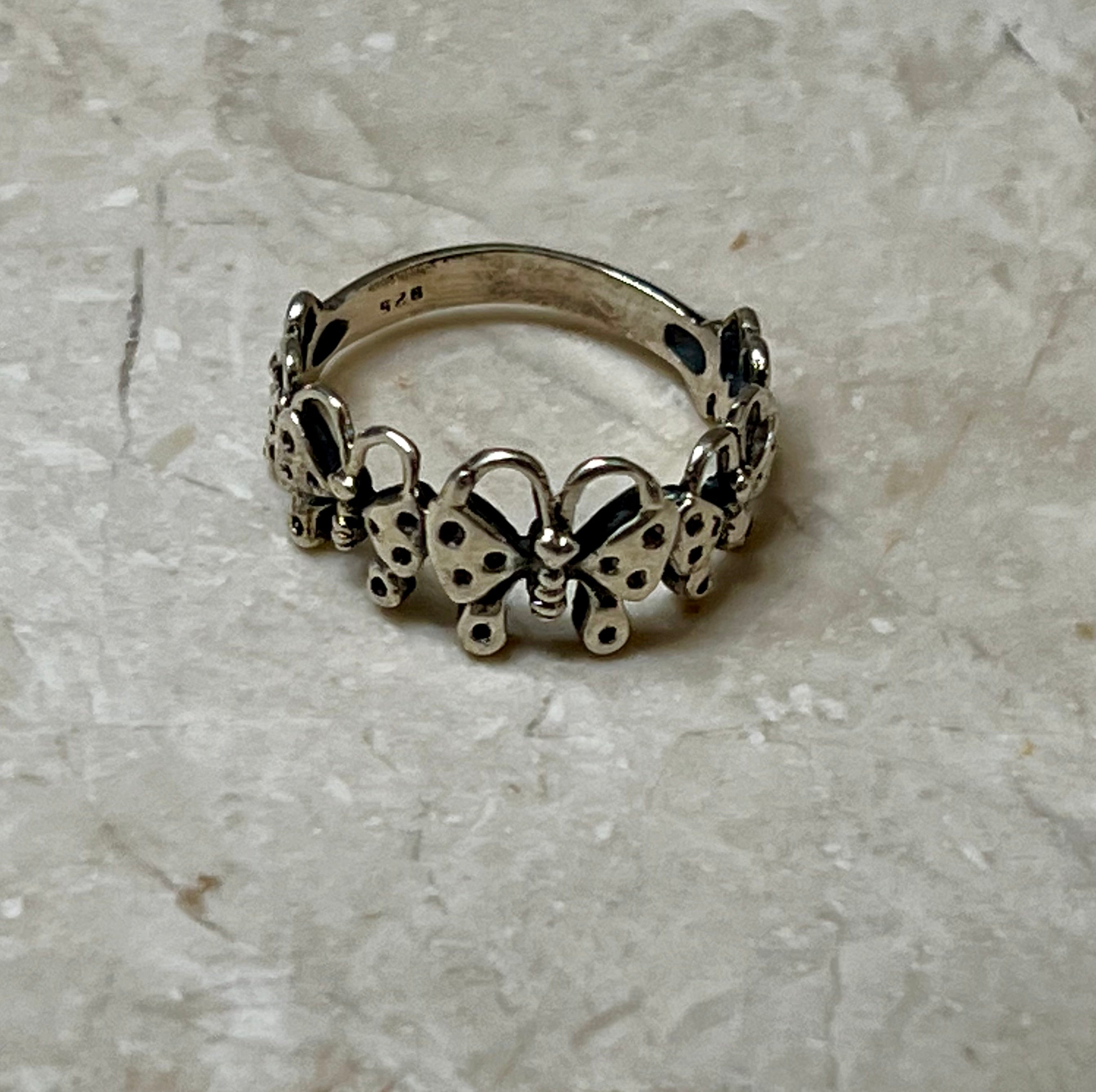 Five Butterflies Sterling Silver Ring