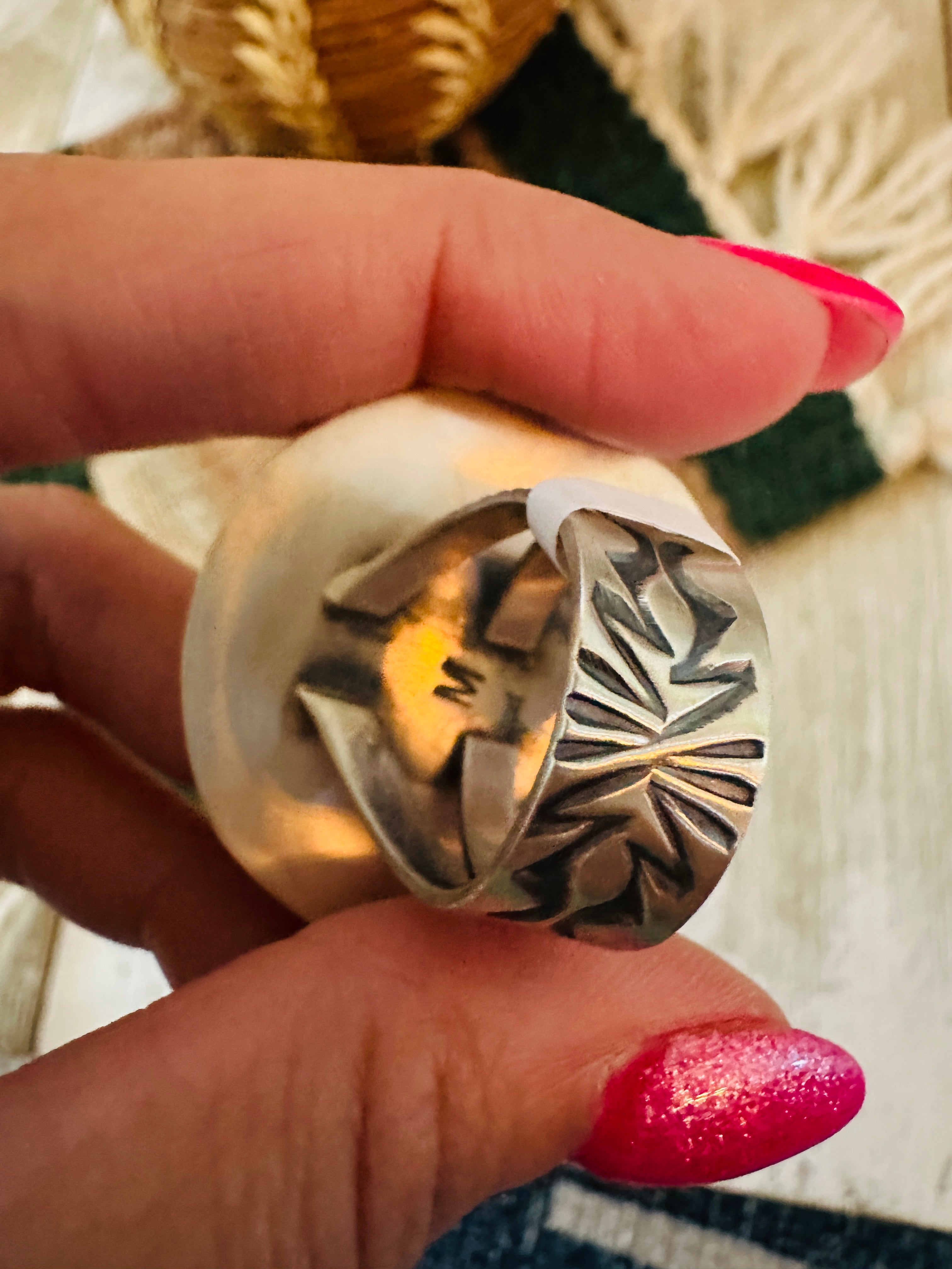 Handcrafted Sterling Silver & Royston Turquoise Ring Size 8