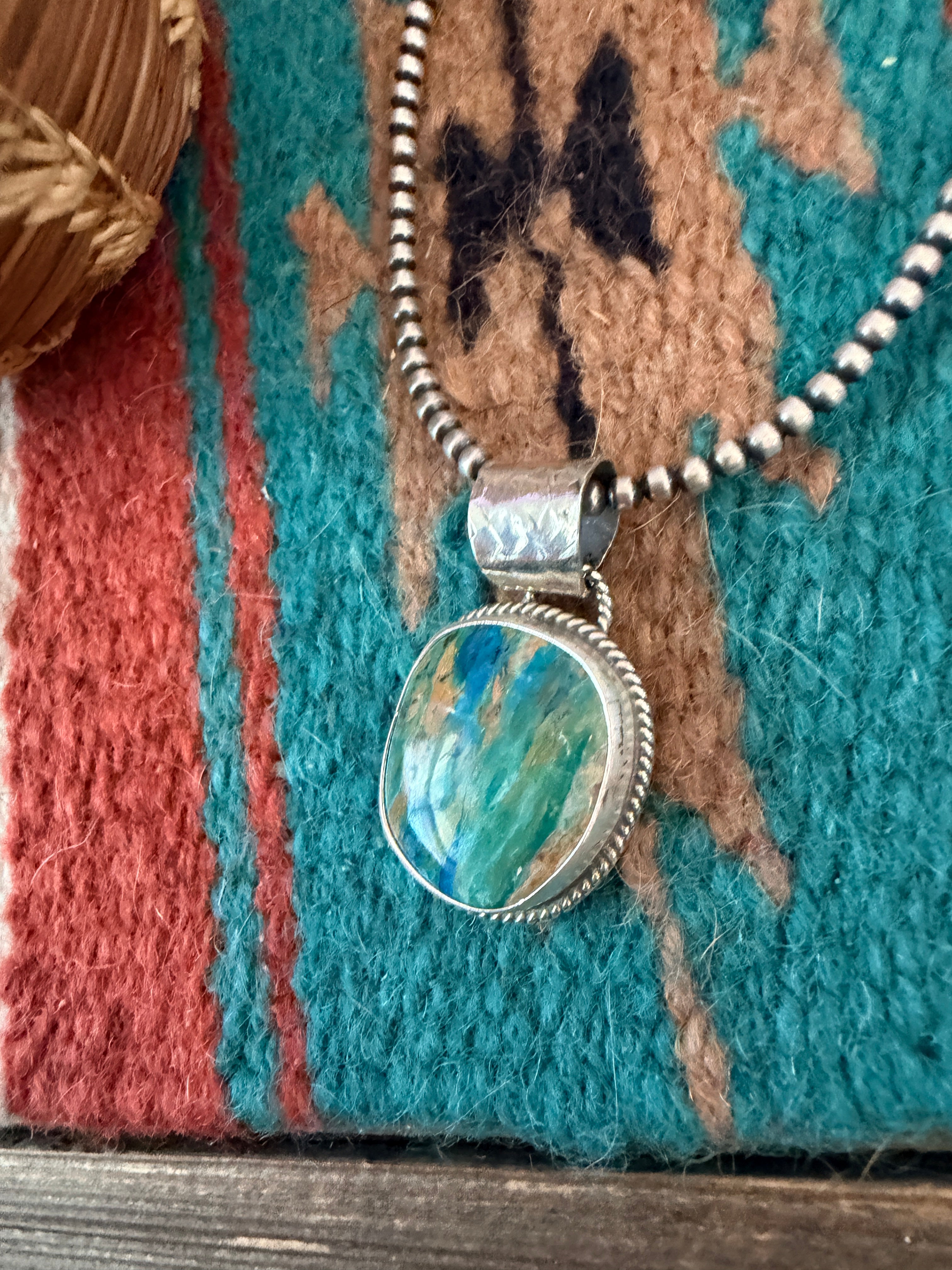 Handmade Sterling Silver & Peruvian Opal Pendant