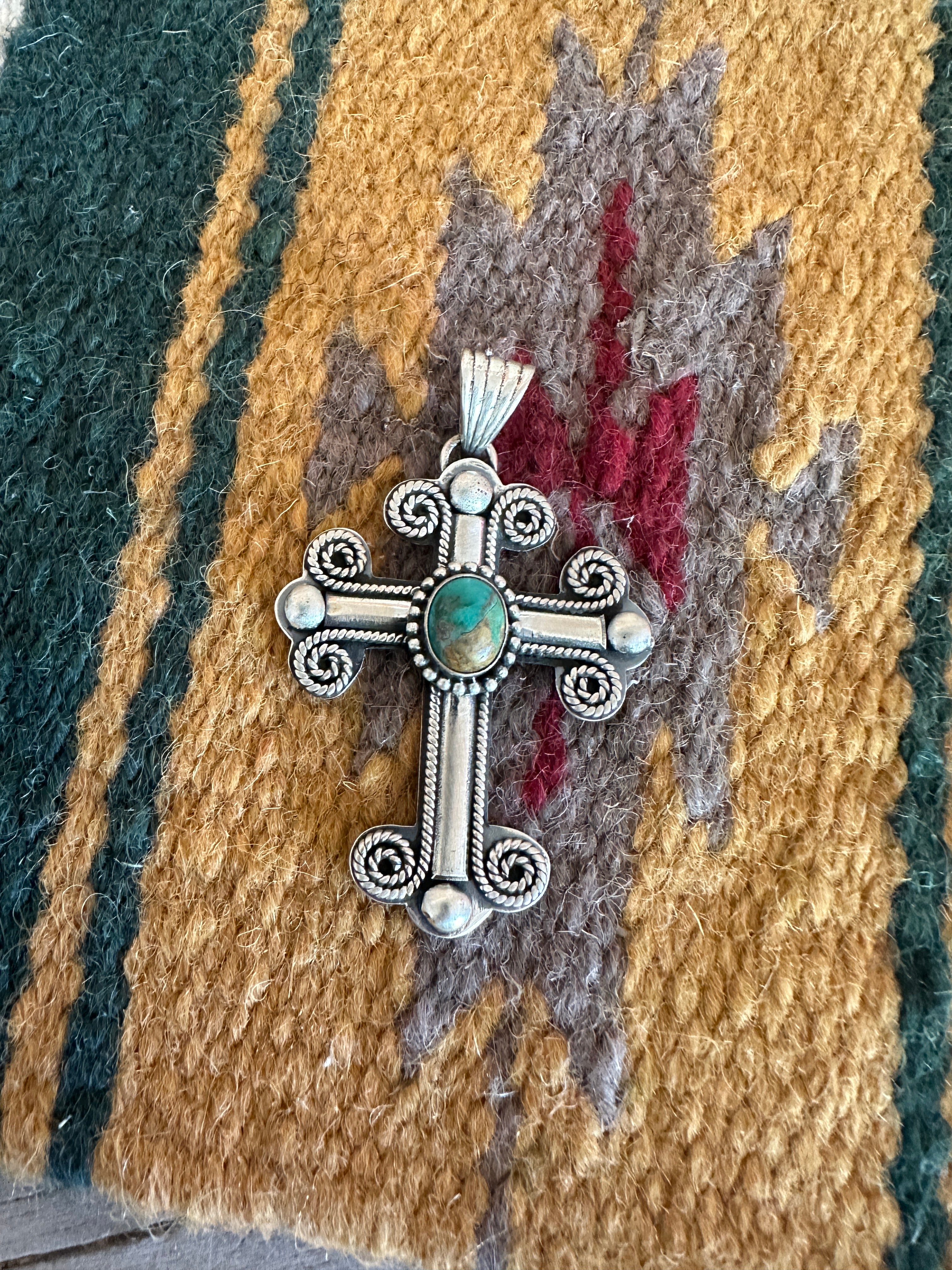 Signed Native popular American Cross Pendant