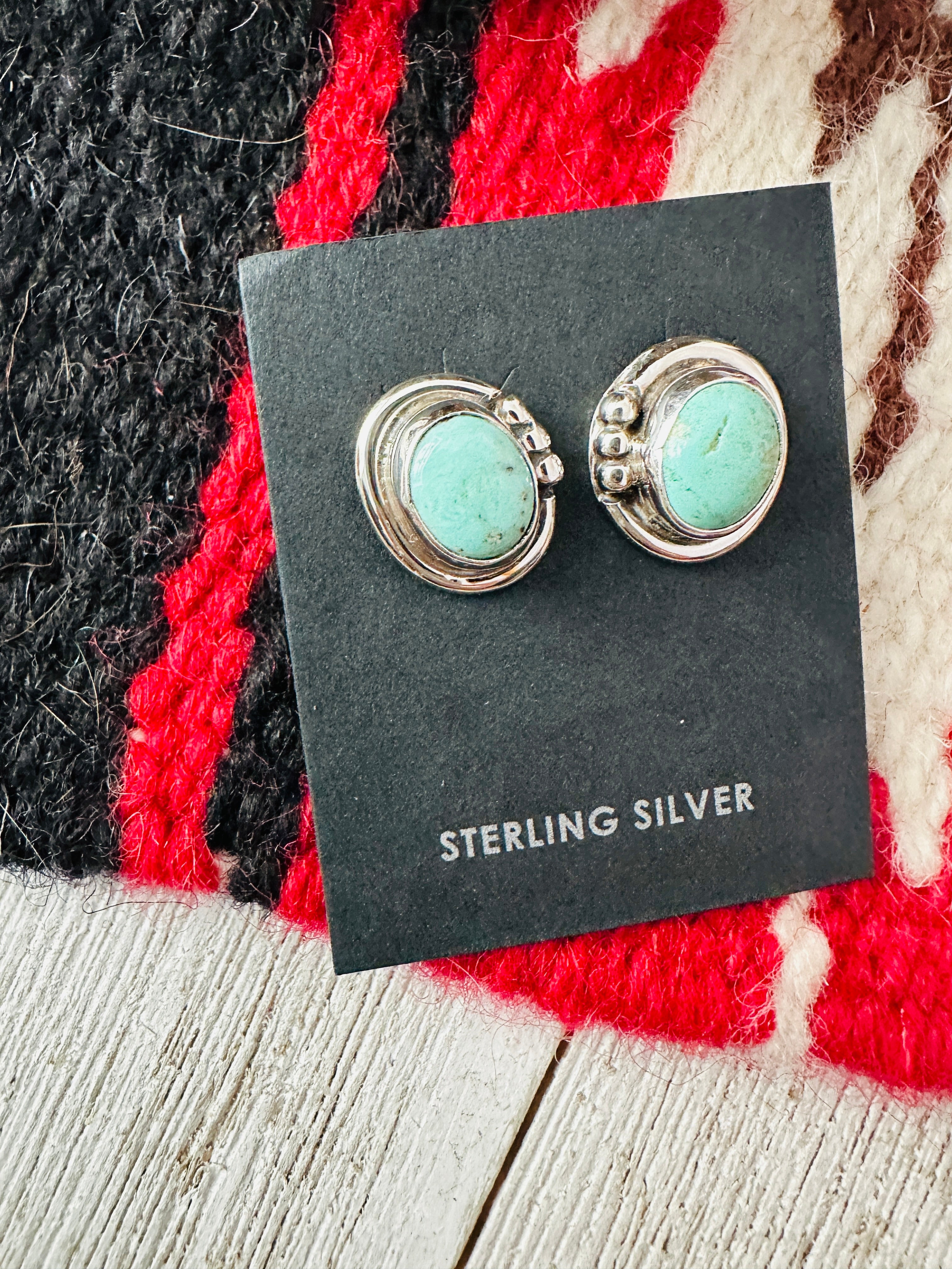 Navajo Turquoise & Sterling Silver Stud Earrings