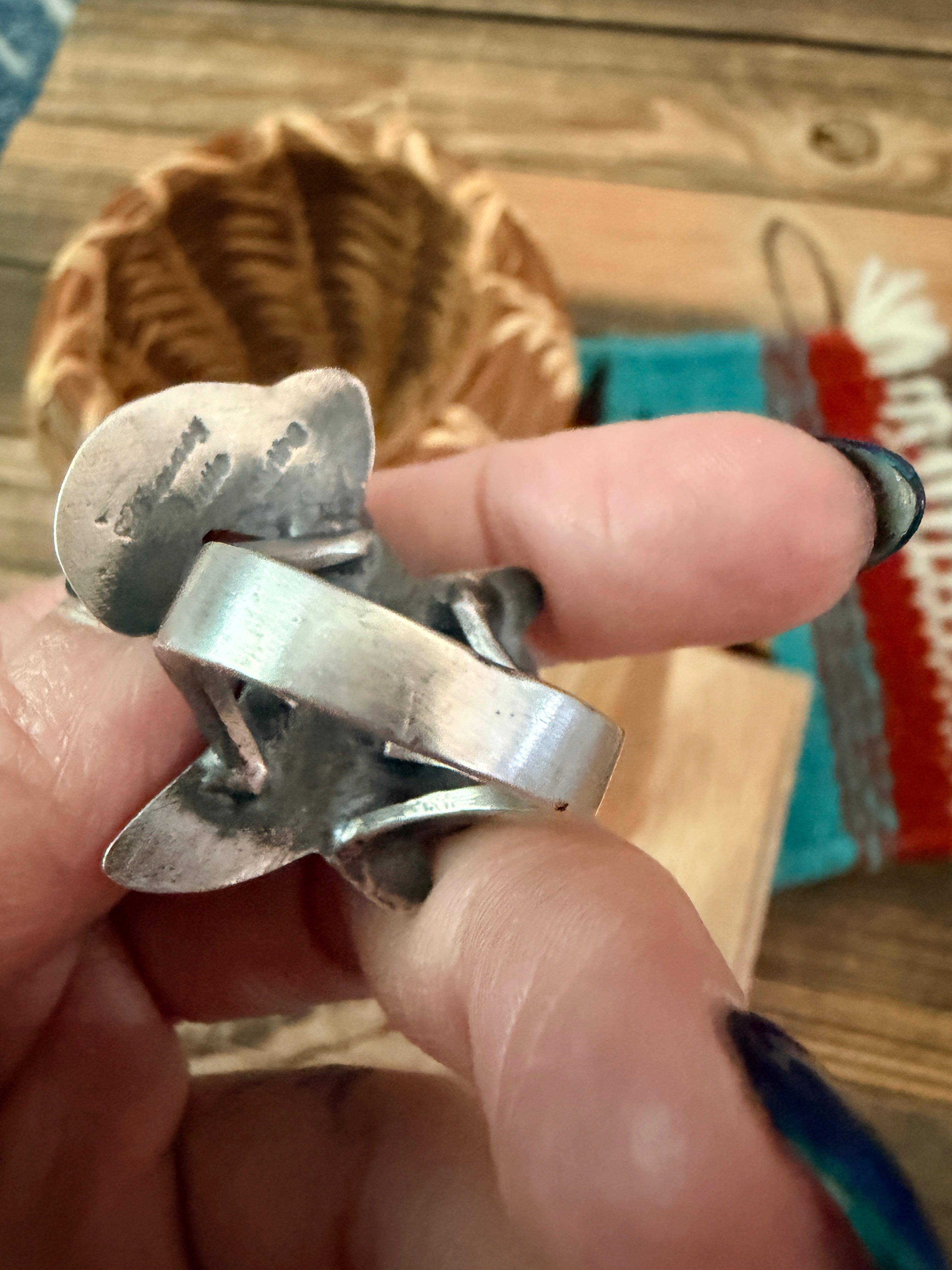 Handcrafted Turquoise and Sterling Silver Goat Ring size 6.25 by Chimney Butte