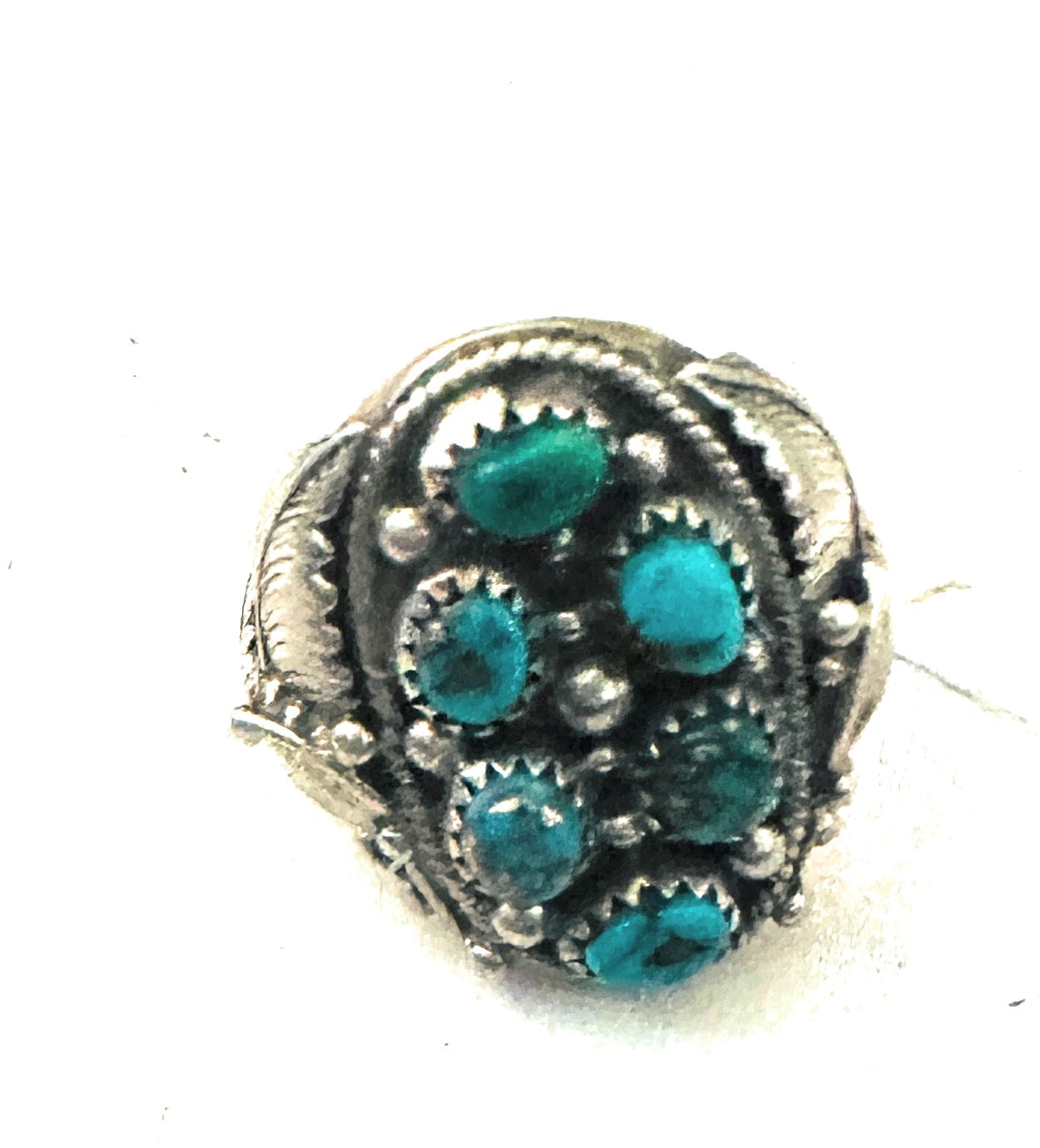 Old Pawn Vintage Navajo Sterling Silver & Turquoise Ring Size 6.5