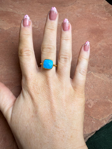 “The Golden Collection” Painted Desert Gold Plated Sterling Silver Turquoise Ring