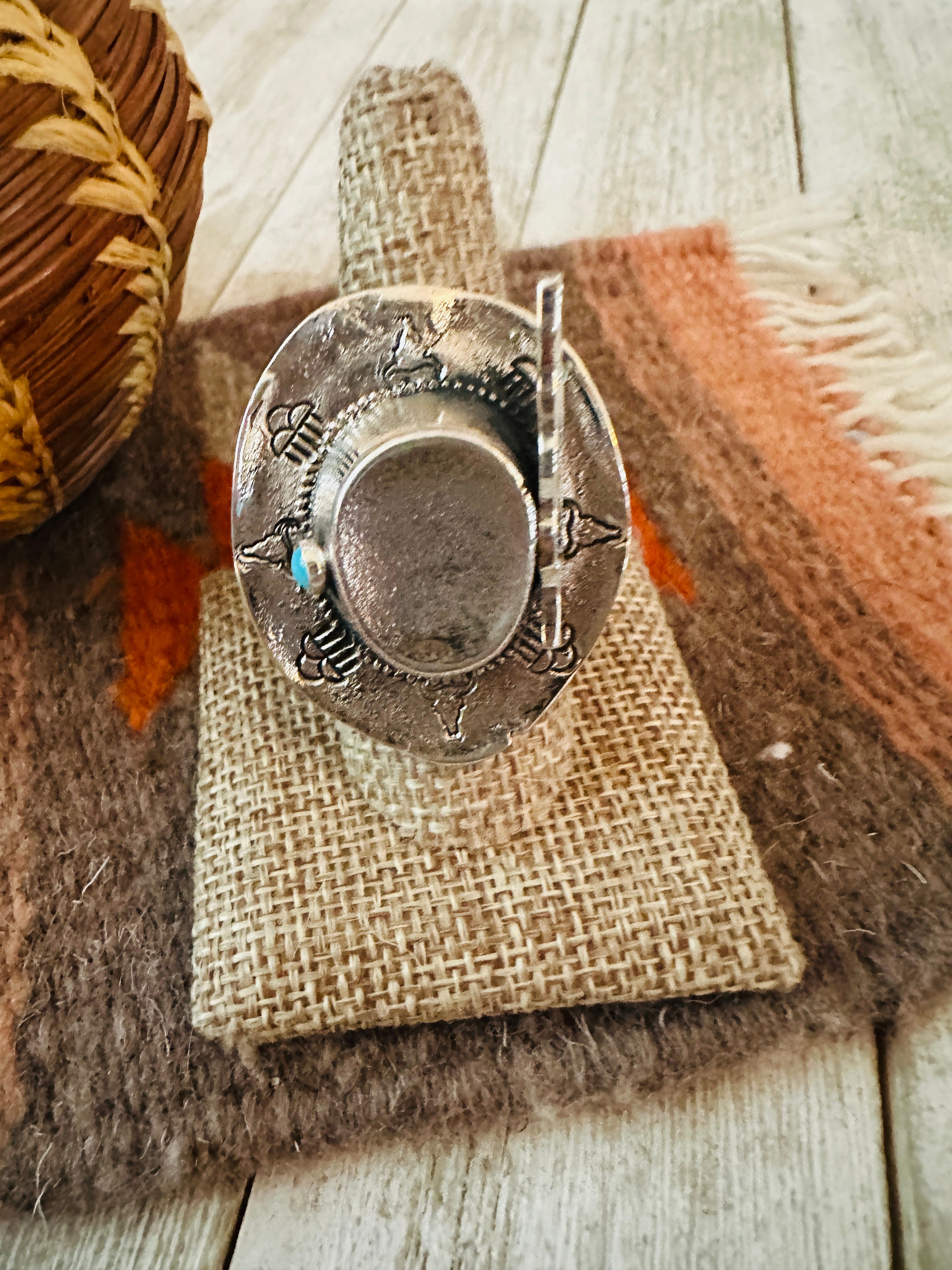 Handcrafted Turquoise and Sterling Silver Cowboy Hat Adjustable Ring