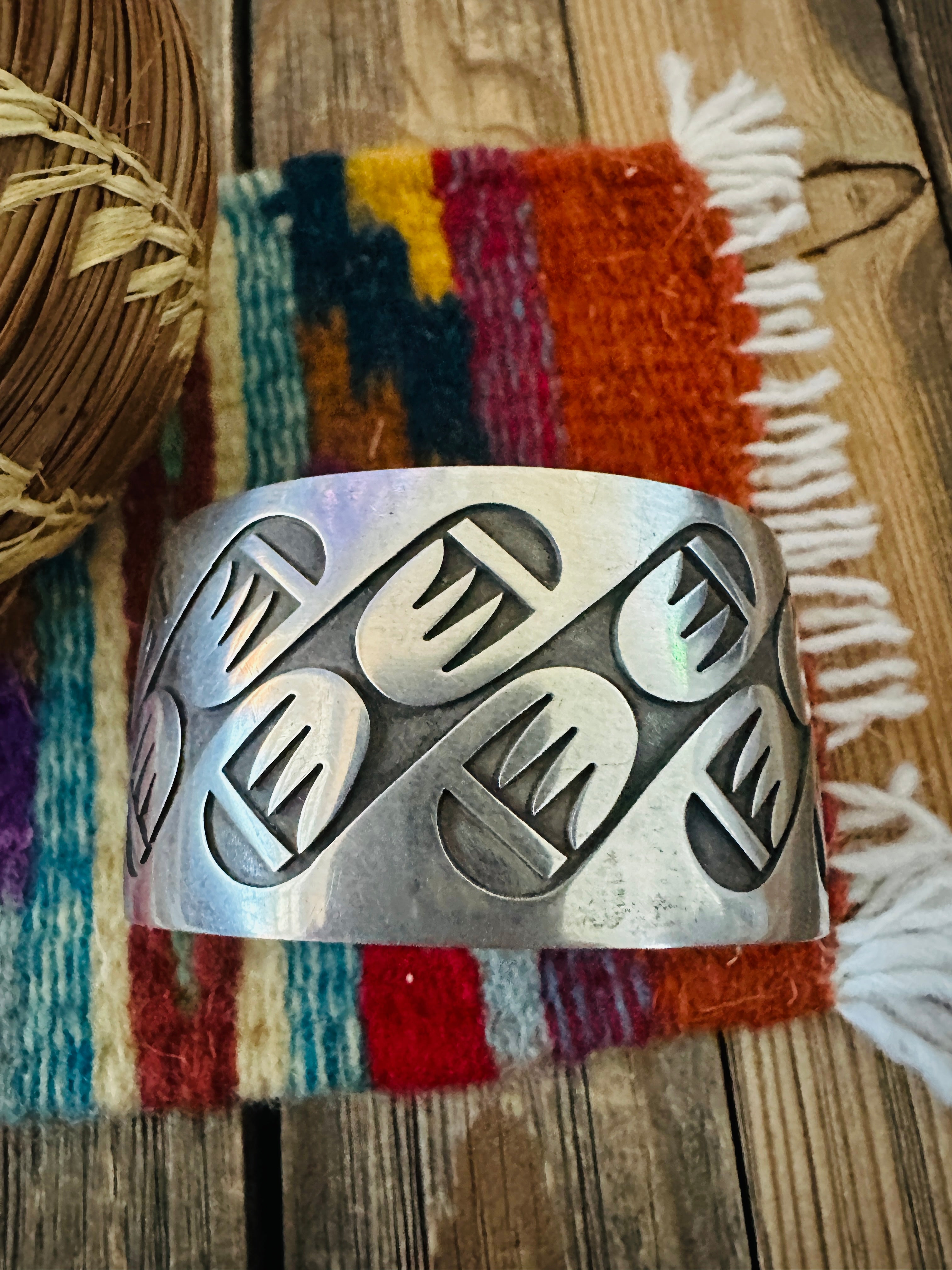 Handcrafted Old Pawn Sterling Silver Bear Paw Cuff Bracelet