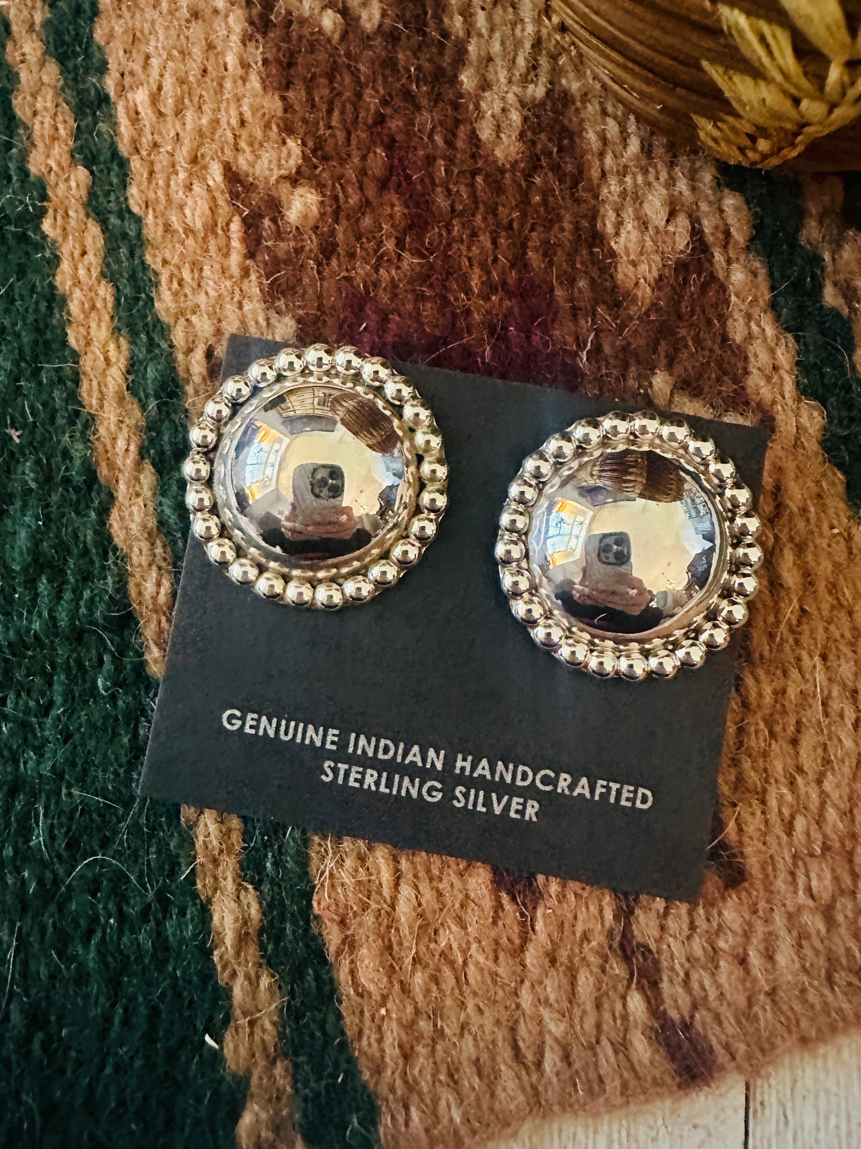 Navajo Sterling Silver Concho Post Earrings