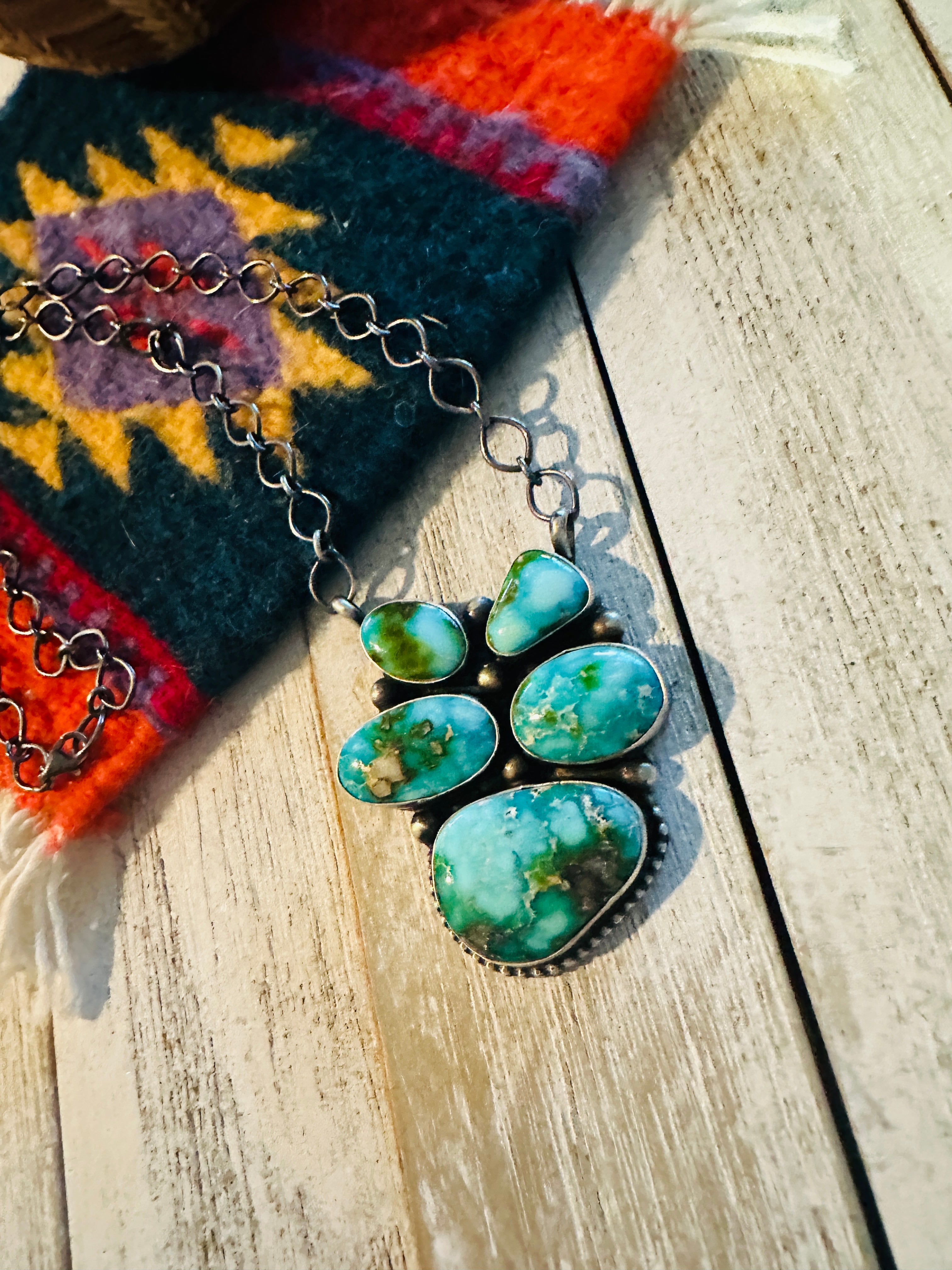 Navajo Sterling Silver & Sonoran Mountain Turquoise Necklace