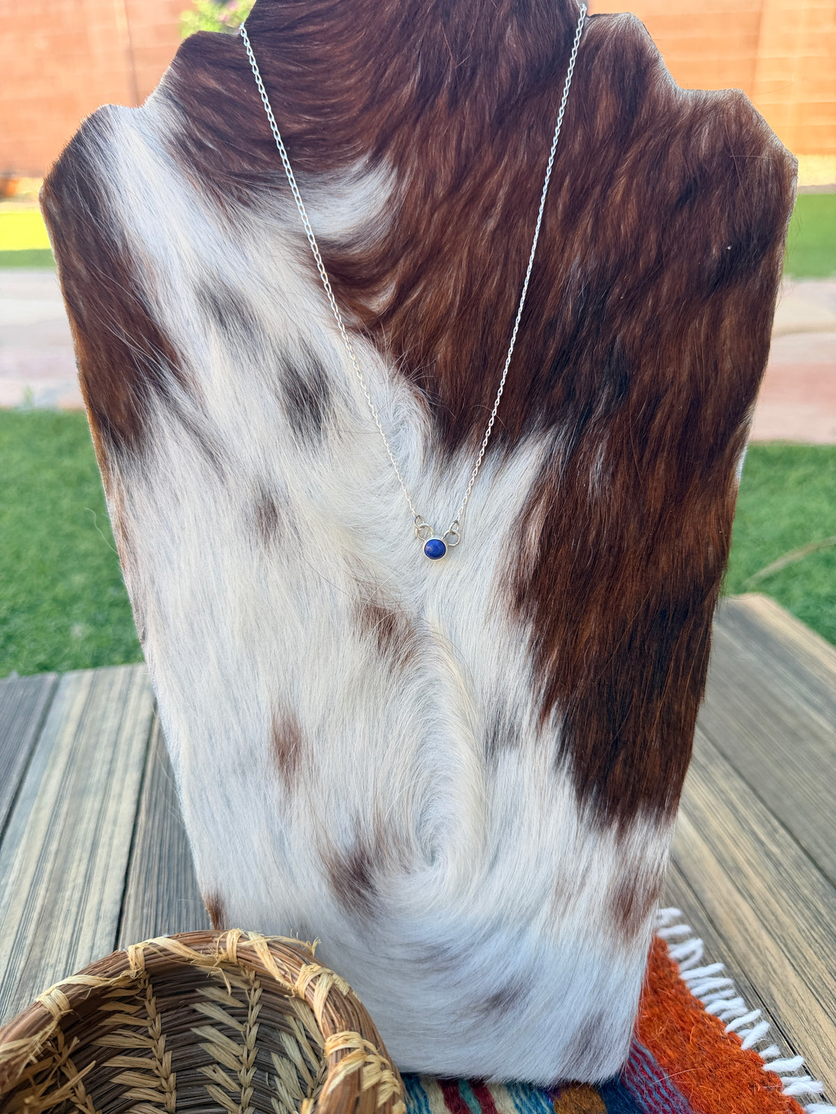Handcrafted Sterling Silver & Lapis Dot Necklace