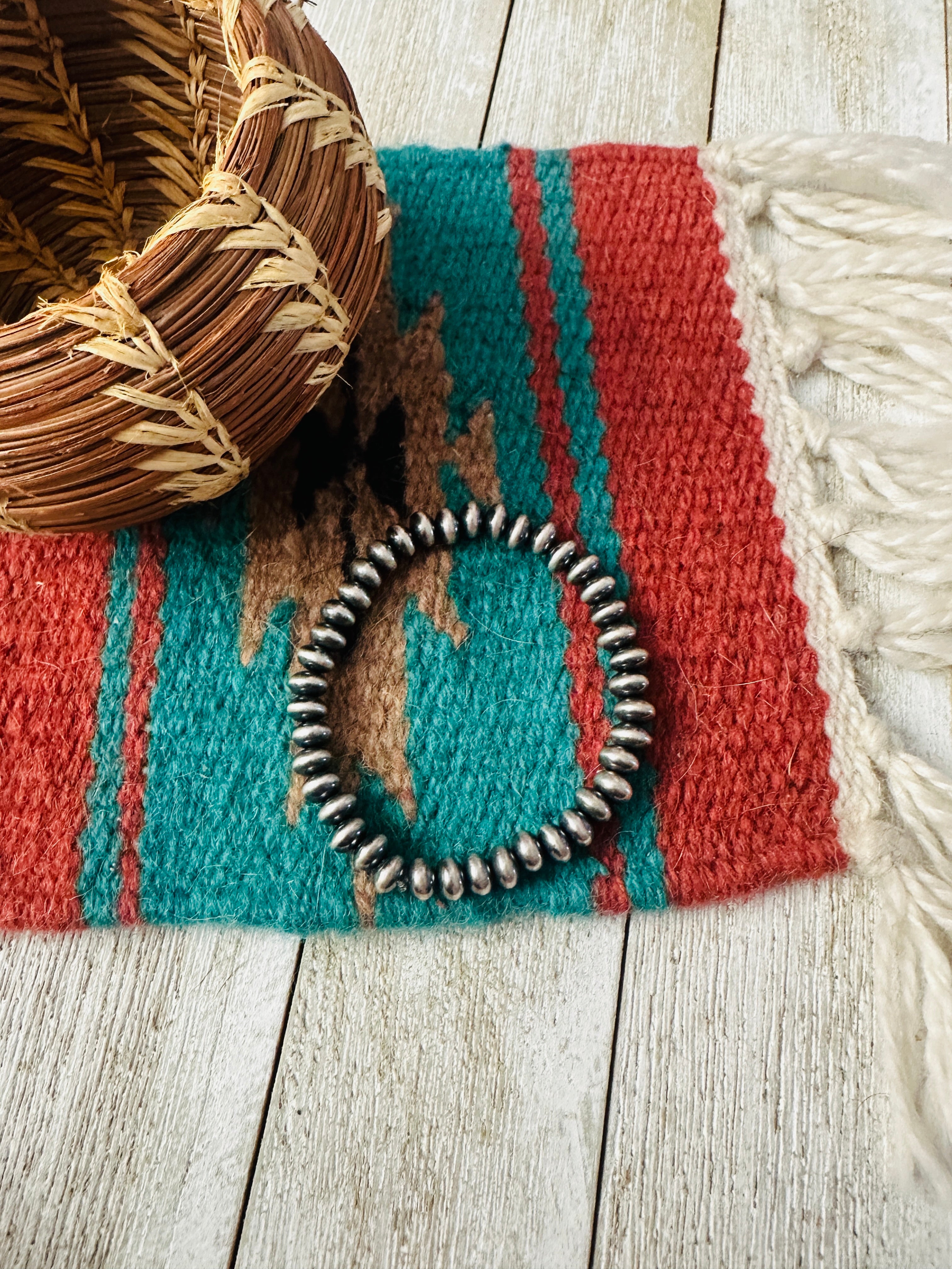 Handcrafted Sterling Silver Stretch 6mm Saucer Bead Bracelet