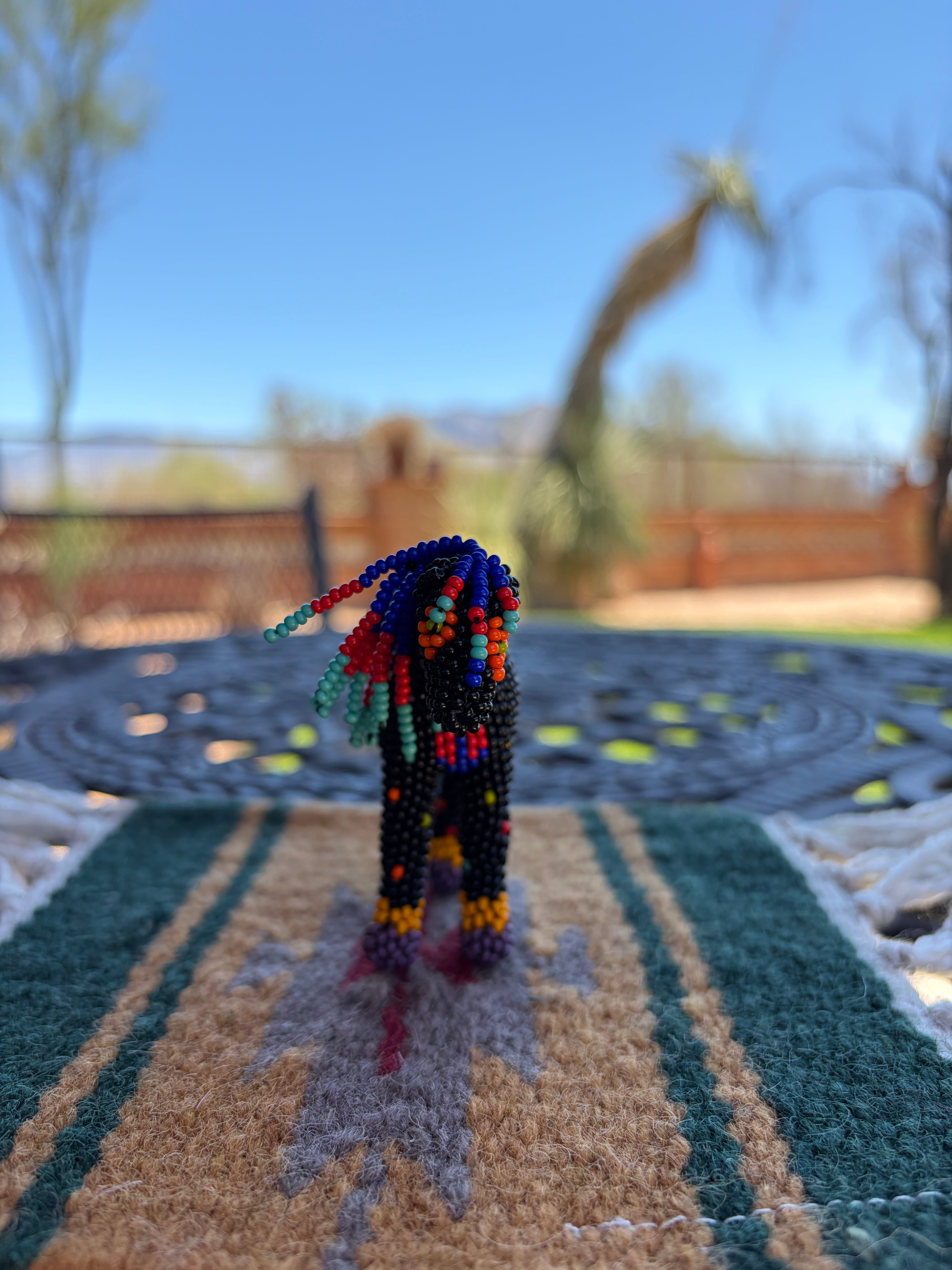 Handmade Peyote Stitched Horse Figurine- Black 15