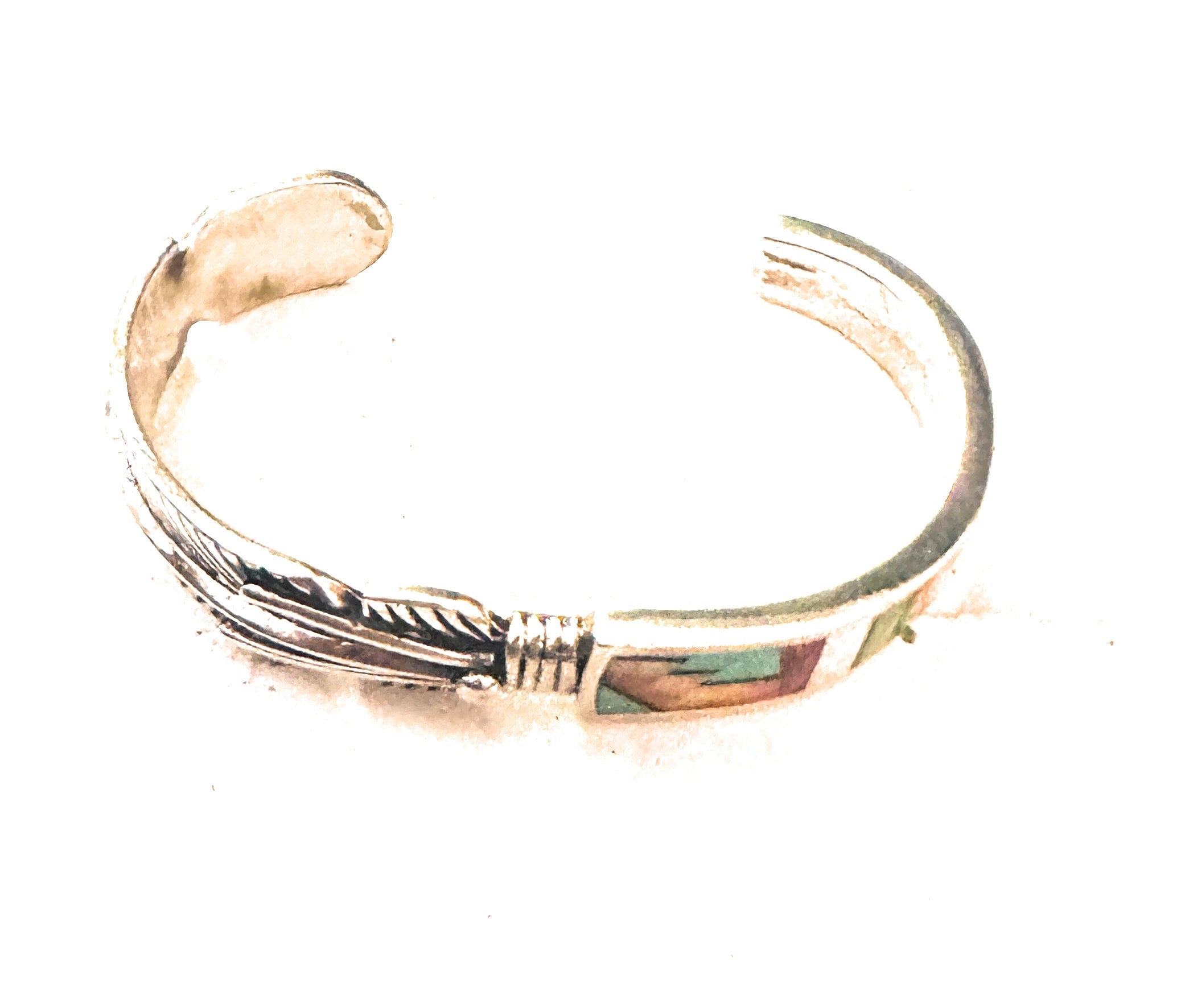 Navajo Sterling Silver & Multistone Inlay Cuff Bracelet