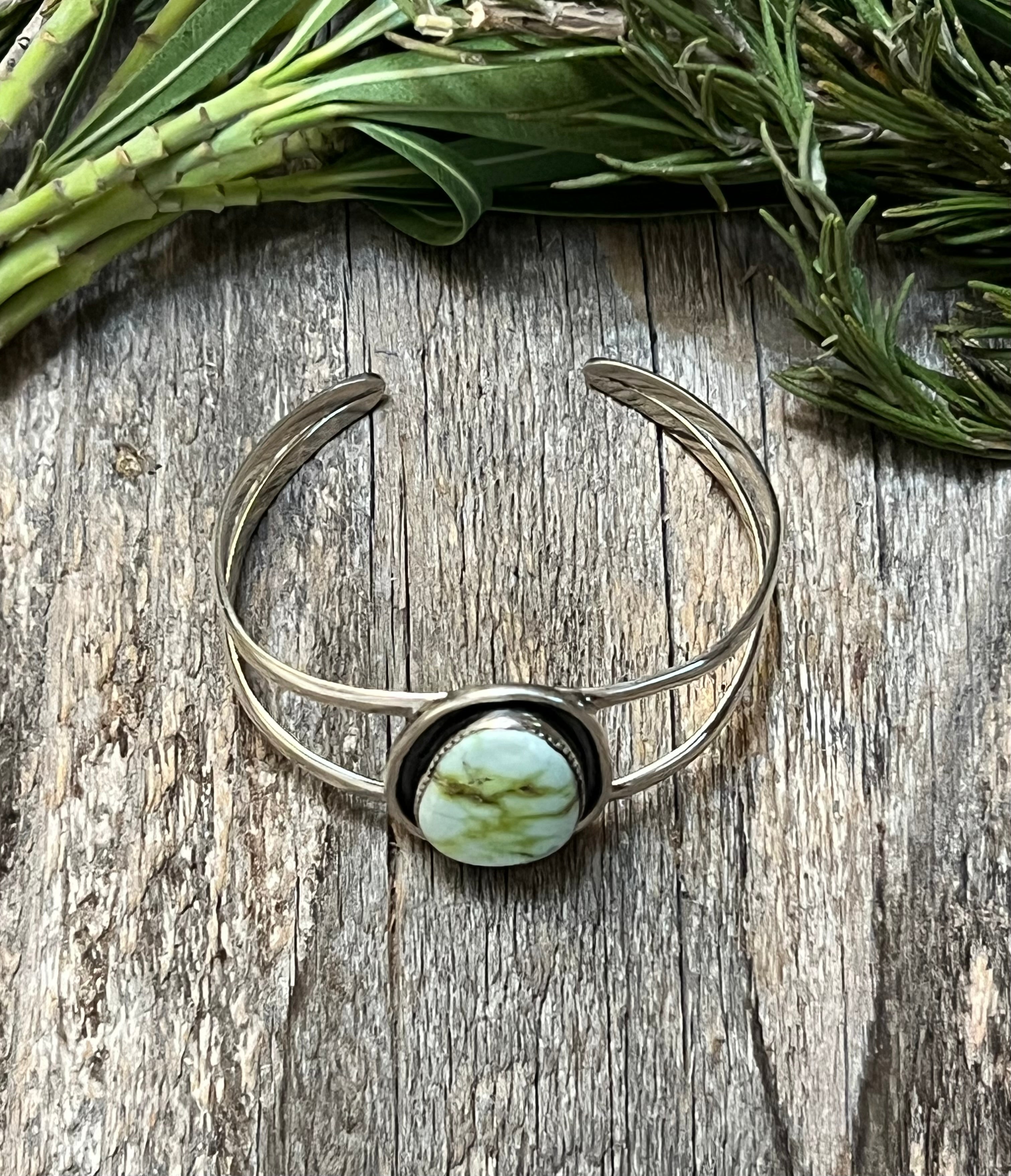 Handmade Palomino Turquoise & Sterling Silver Tear Drop Cuff Bracelet