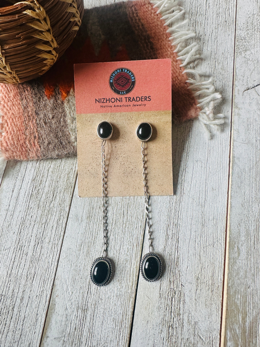 Handcrafted Sterling Silver & Black Onyx Dangle Earrings