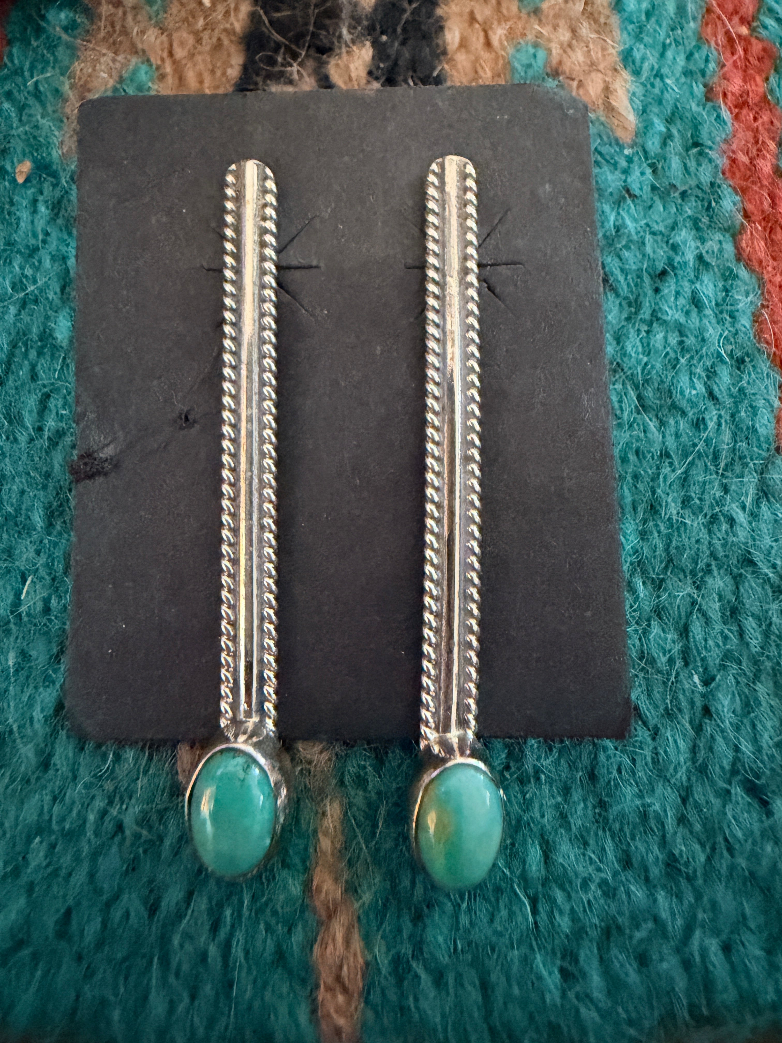Handcrafted Turquoise & Sterling Silver Dangle Earrings