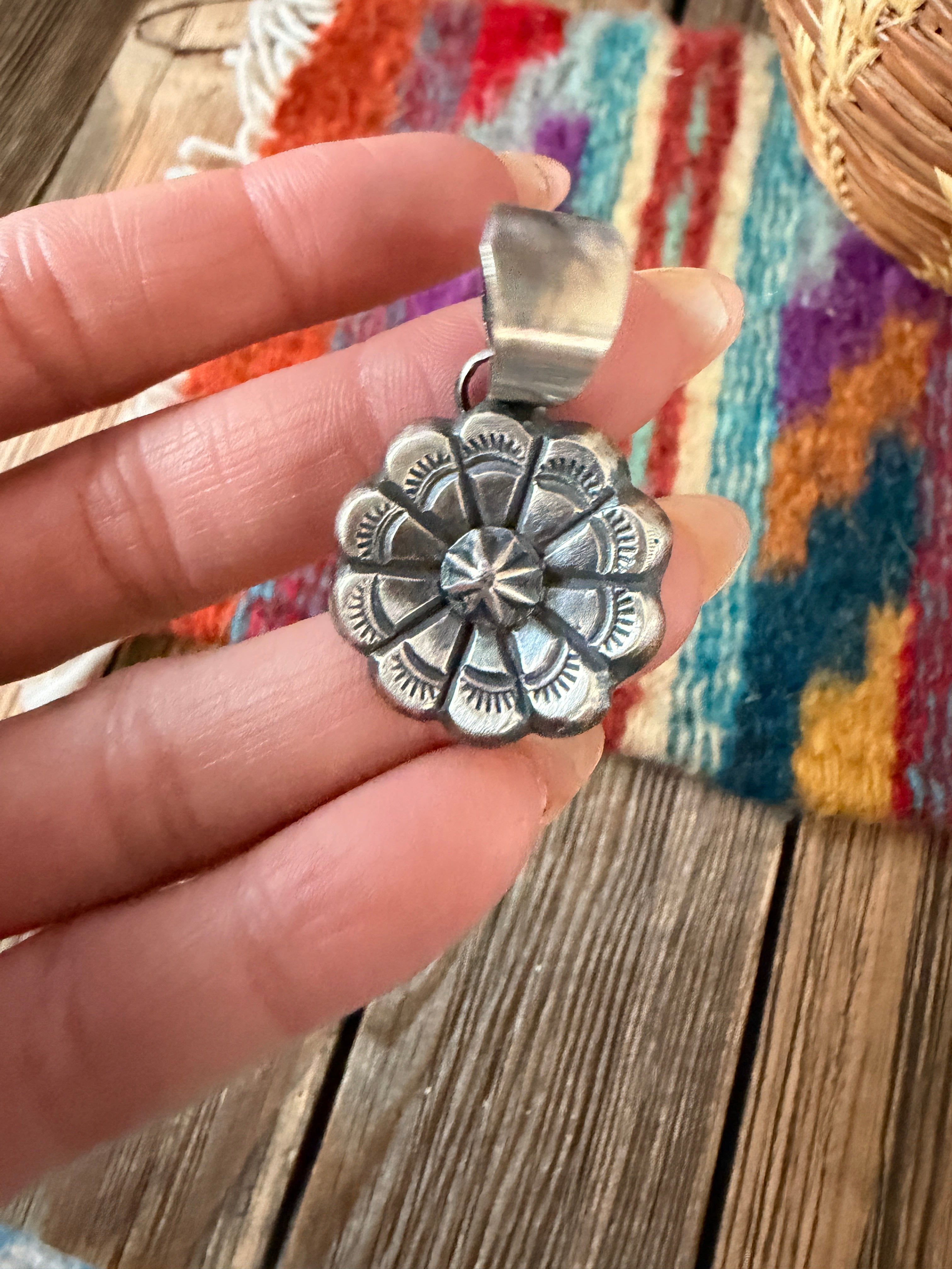 Handcrafted Sterling Silver Flower Pendant by Chimney Butte