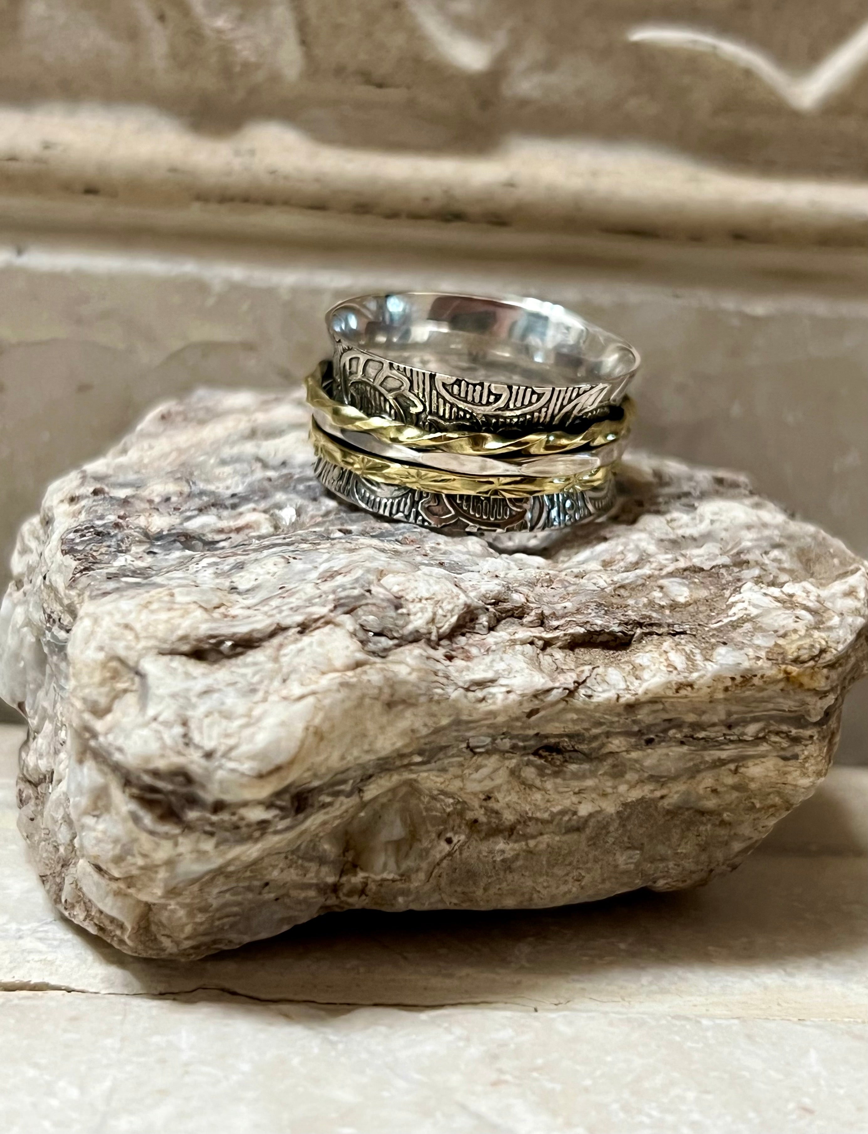 Sterling Silver & Gold Spinner Ring