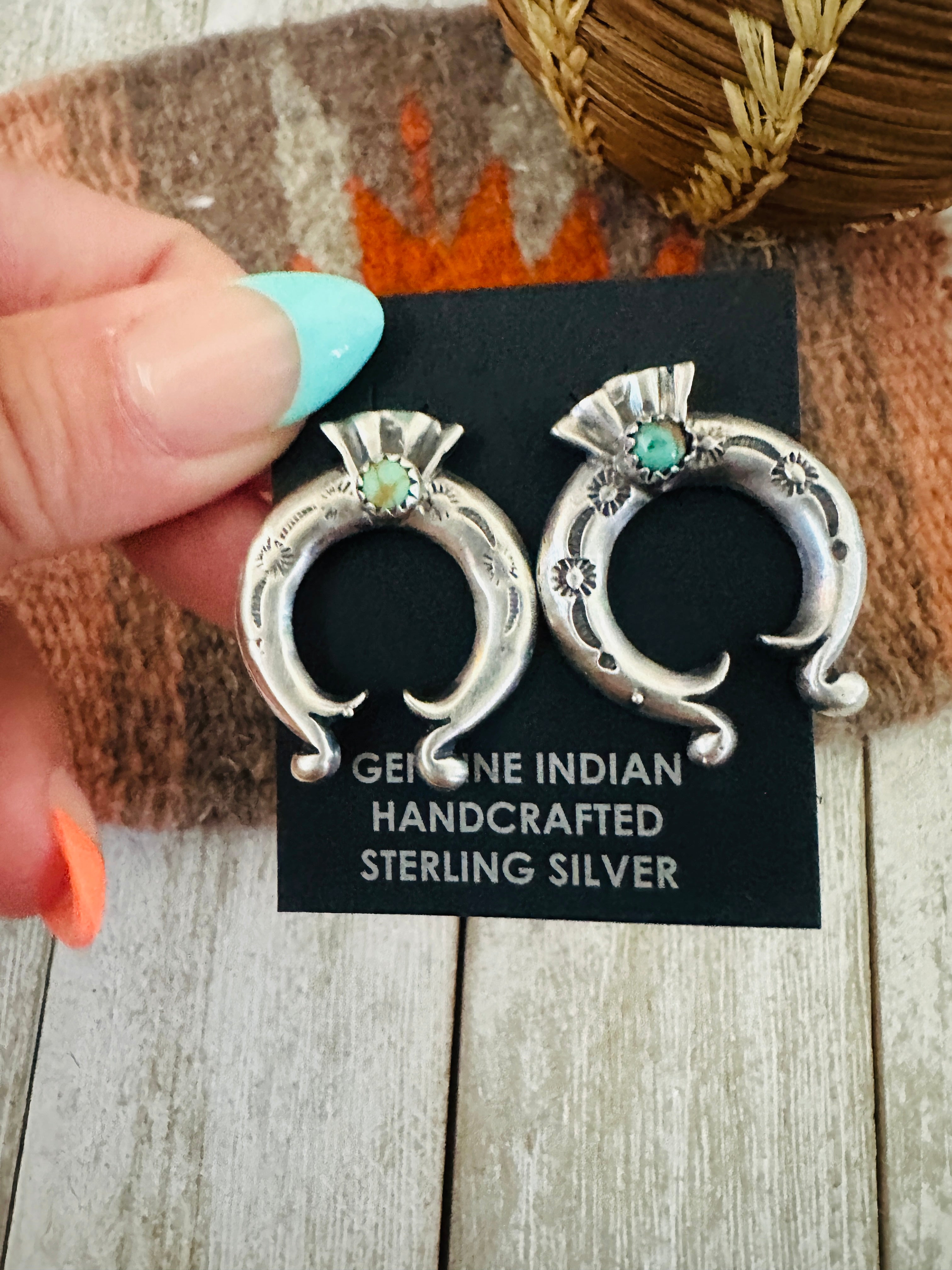 Handcrafted Turquoise & Sterling Silver Naja Post Earrings