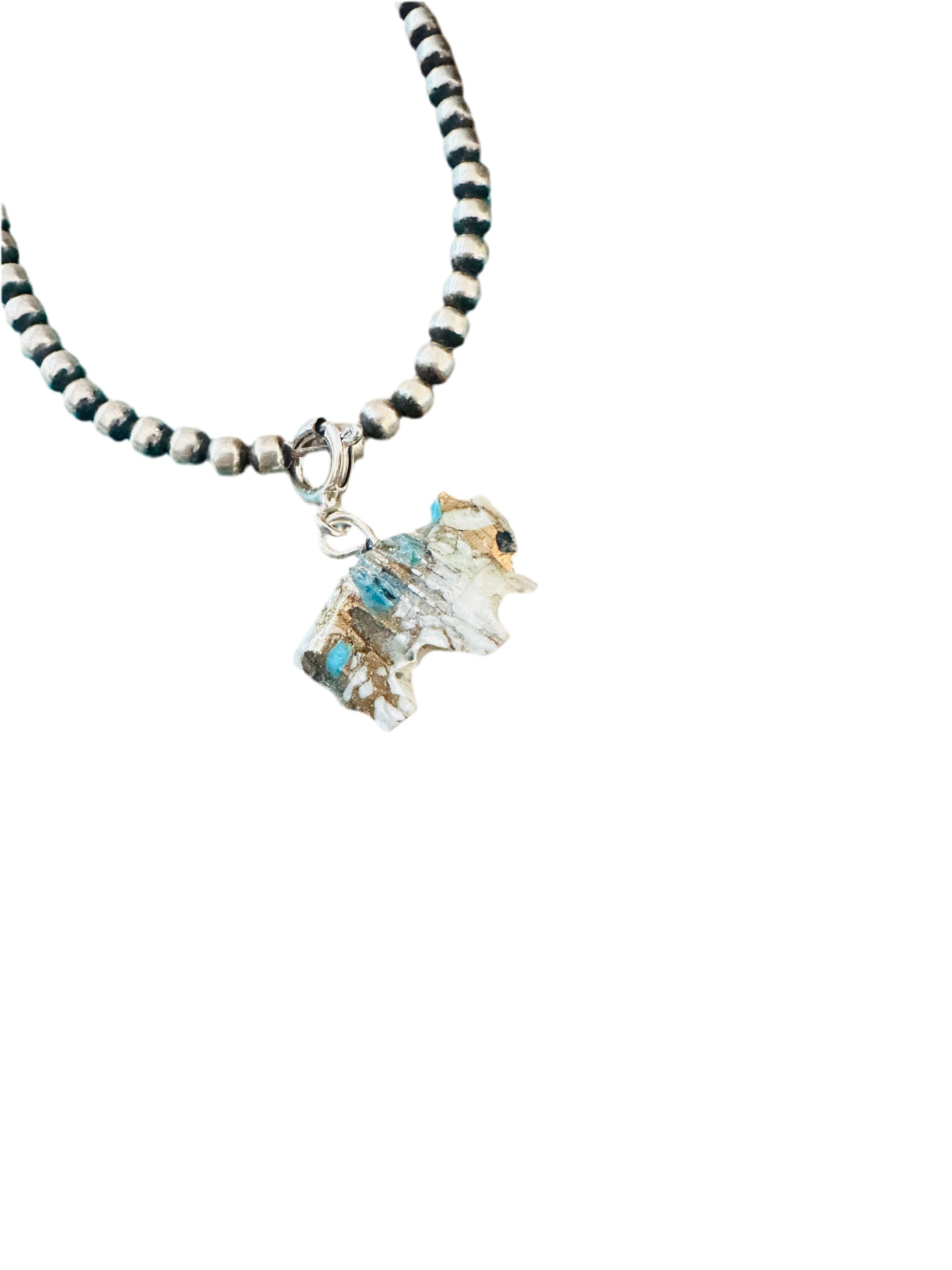 Handcrafted & Hand Carved Blue Mojave Buffalo Charm