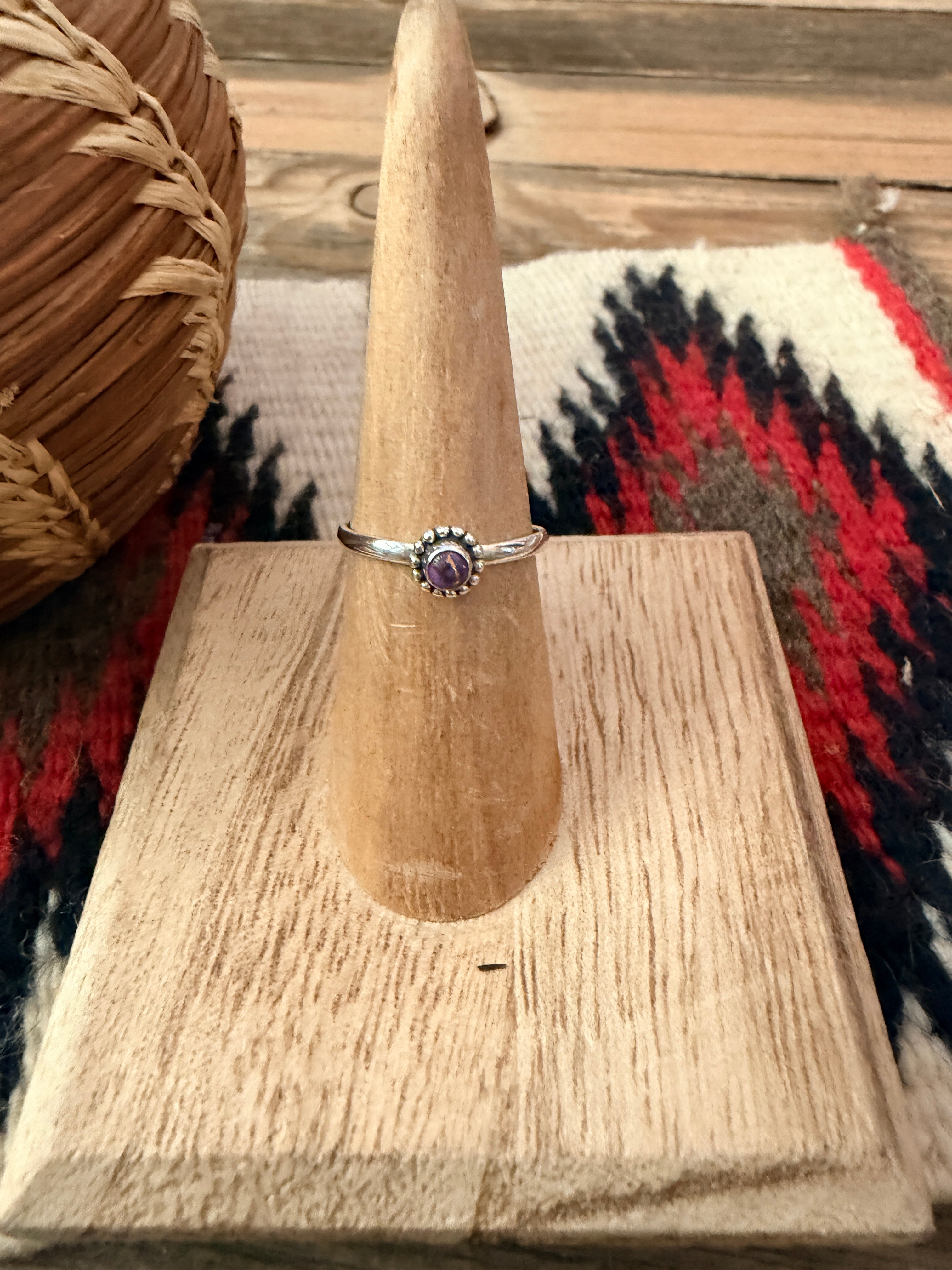 Handmade Sterling Silver & Purple Mojave Adjustable Ring