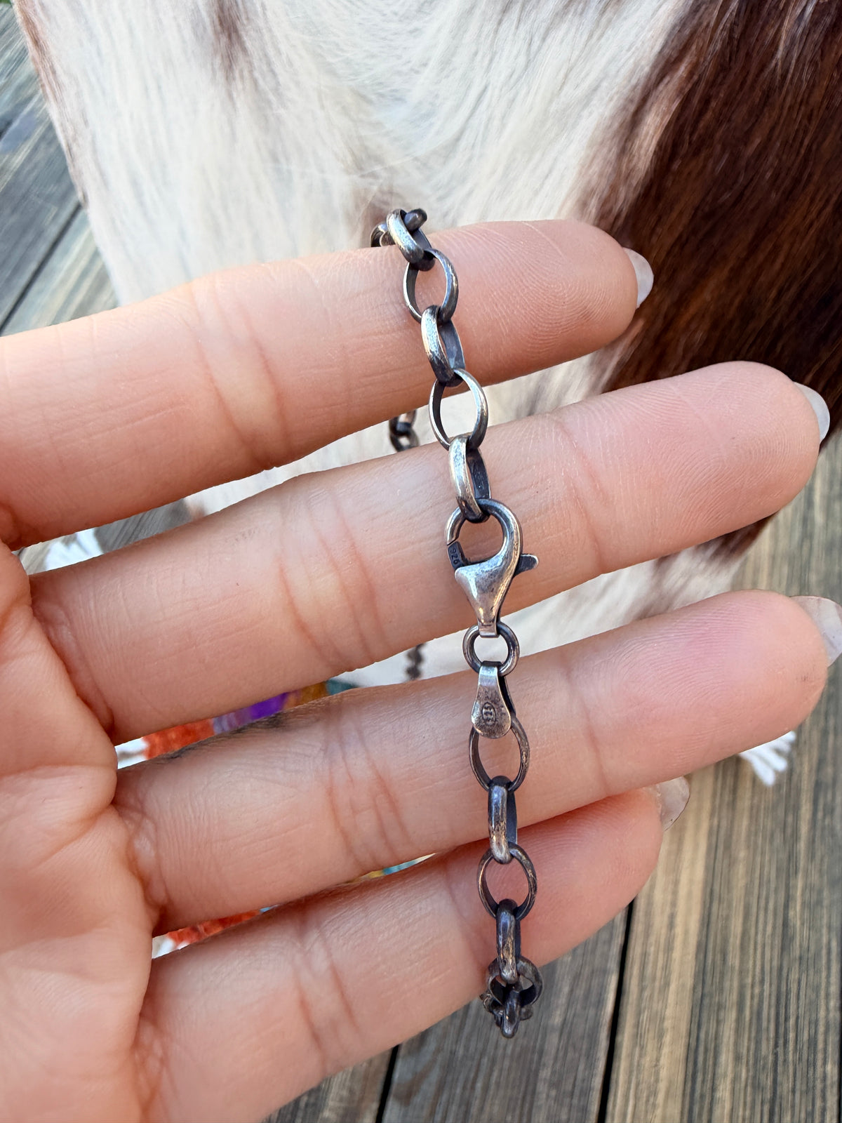 Handmade Sterling Silver & Jasper Painted Cactus Necklace
