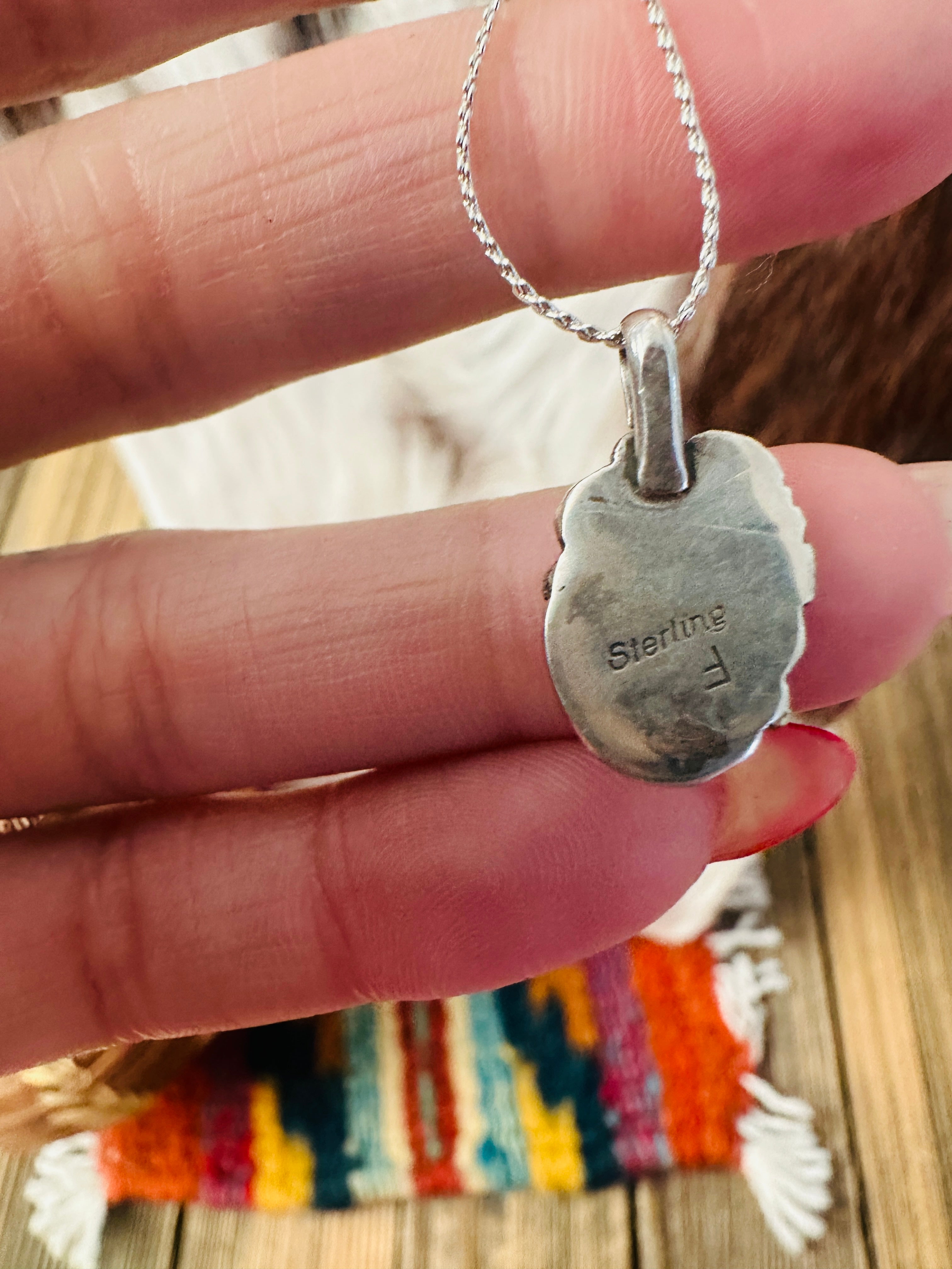 Old Pawn Handcrafted Sterling Silver and Turquoise Necklace